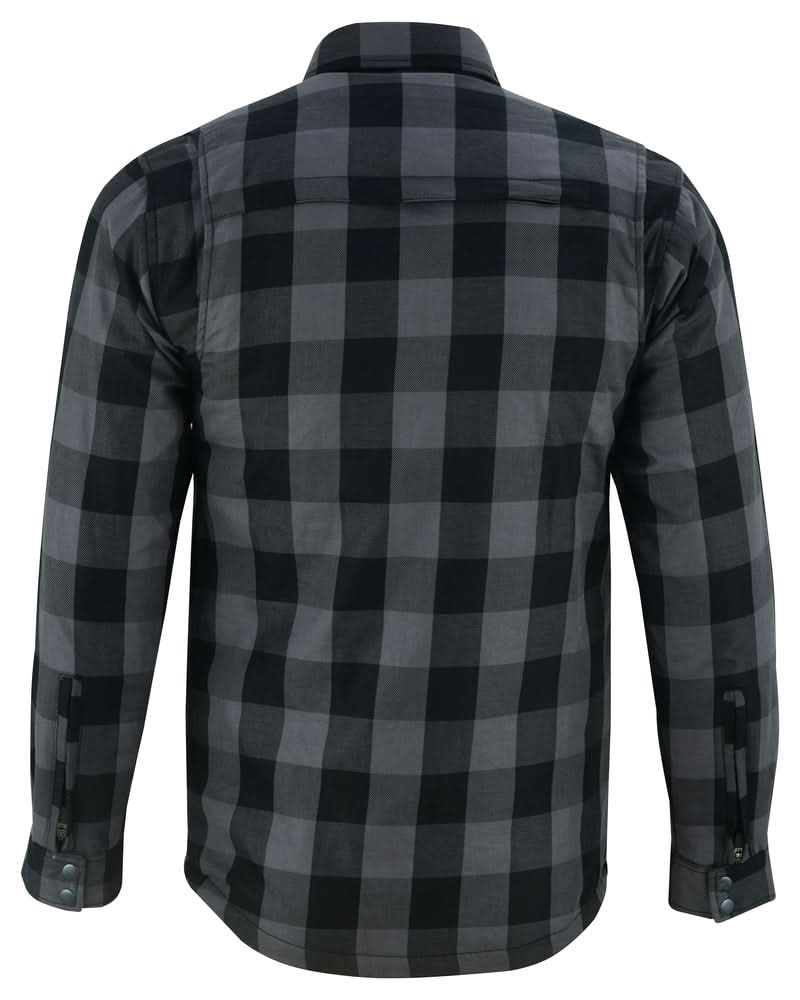 Alpha Check™ Men's Armored Motorcycle Flannel Shirt - Gray/Black