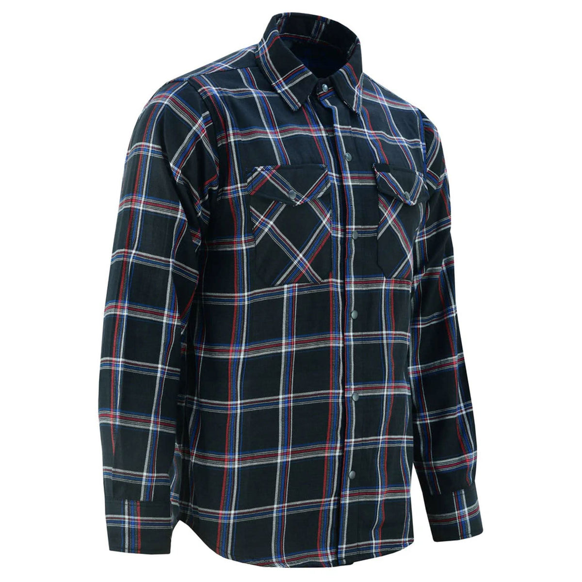 Alpha Check™ Men's Bold Plaid Flannel Shirt - Black, Red, and Blue
