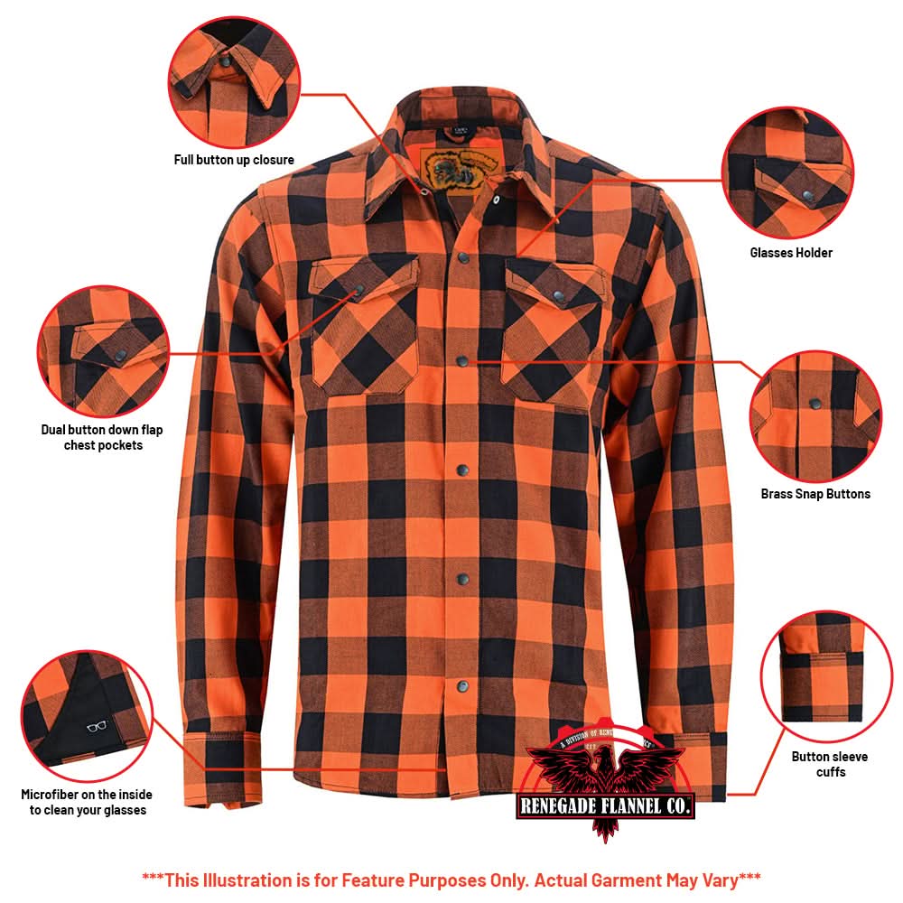 Alpha Check™ Men's Bold Plaid Flannel Shirt - Orange and Black