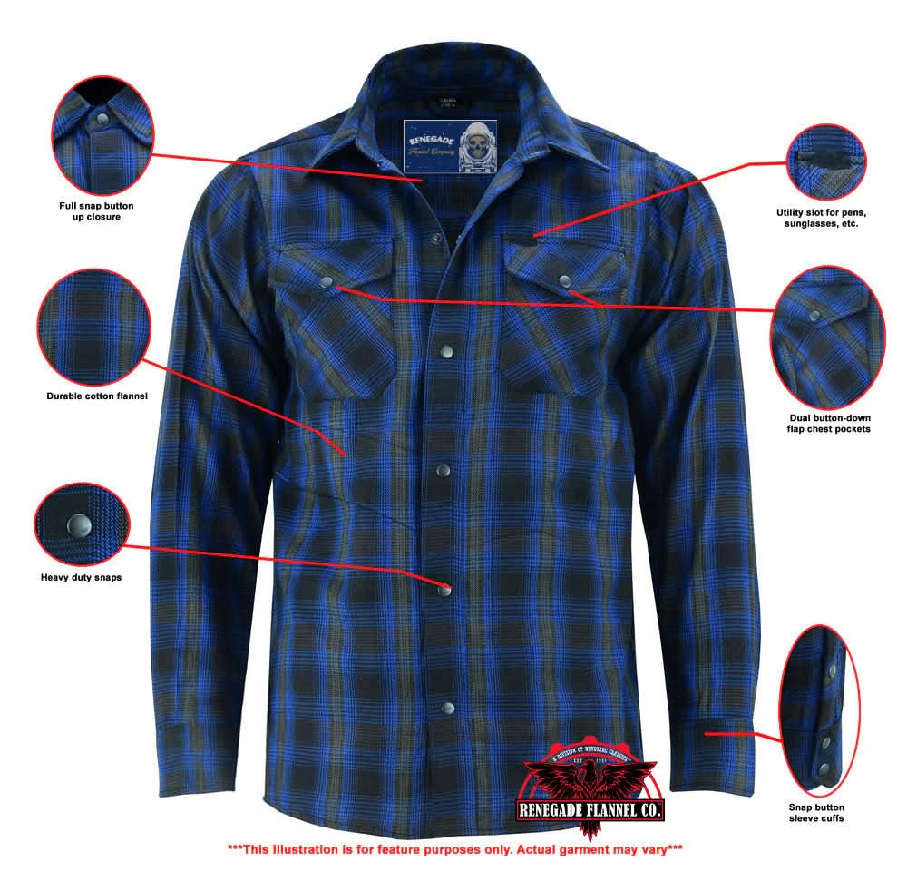 Alpha Check™ Men's Daze Plaid Flannel Shirt - Blue and Black