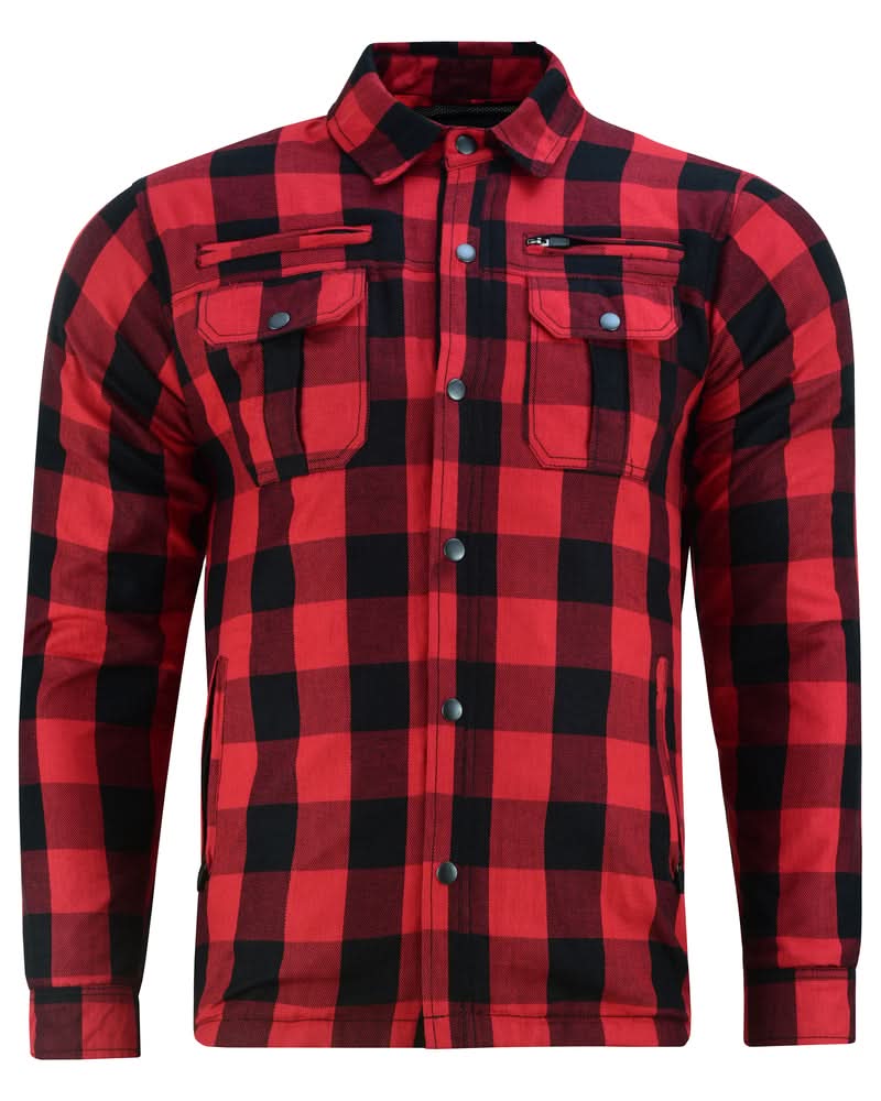 Alpha Check™ Men's Plaid Flannel Shirt - Red and Black Shaded