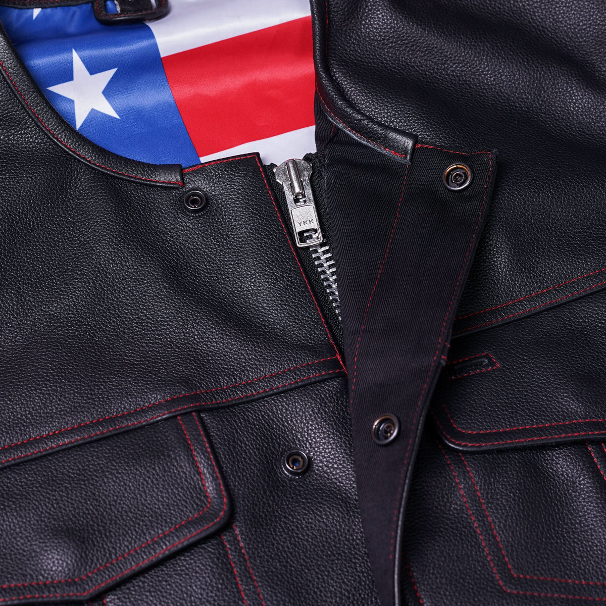 American Core Mens Leather Motorcycle Vest