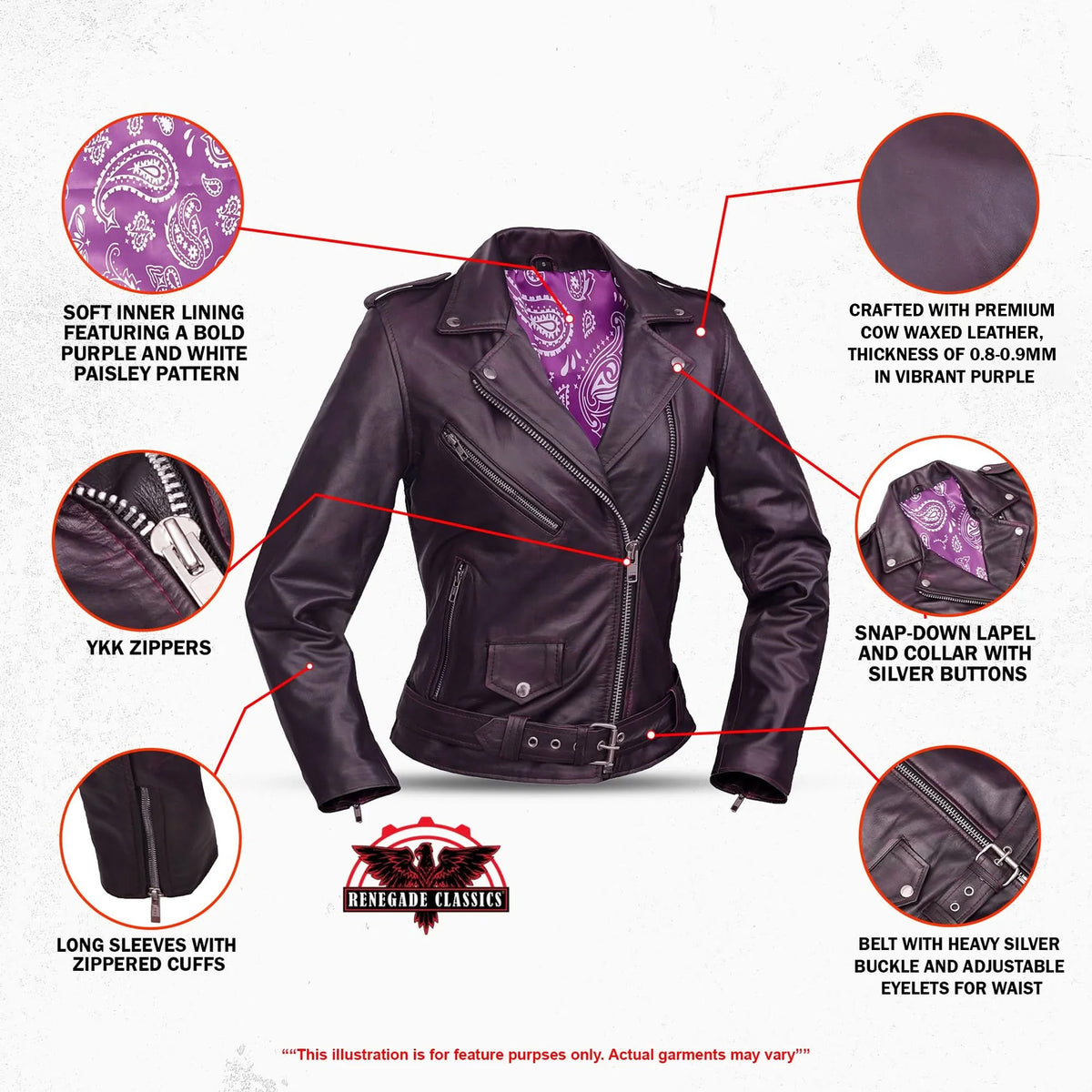 Violet Vixen™ Women's Leather Motorcycle Jacket