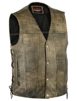 Antique Charm Mens Leather Motorcycle Vest