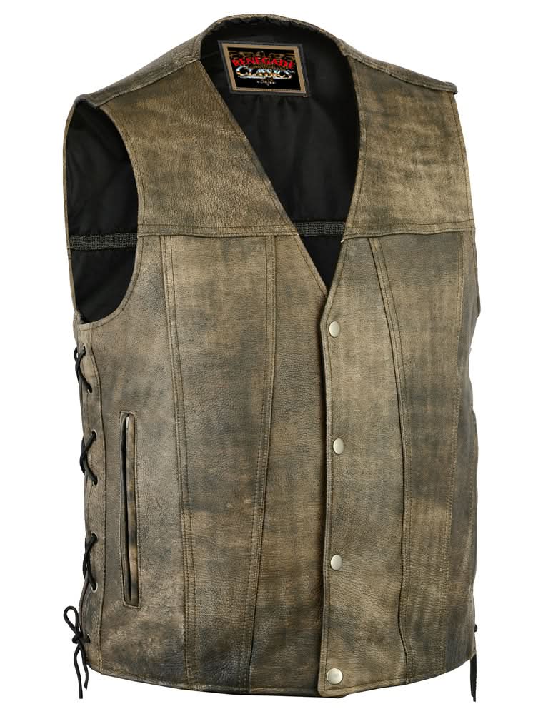 Antique Charm Mens Leather Motorcycle Vest