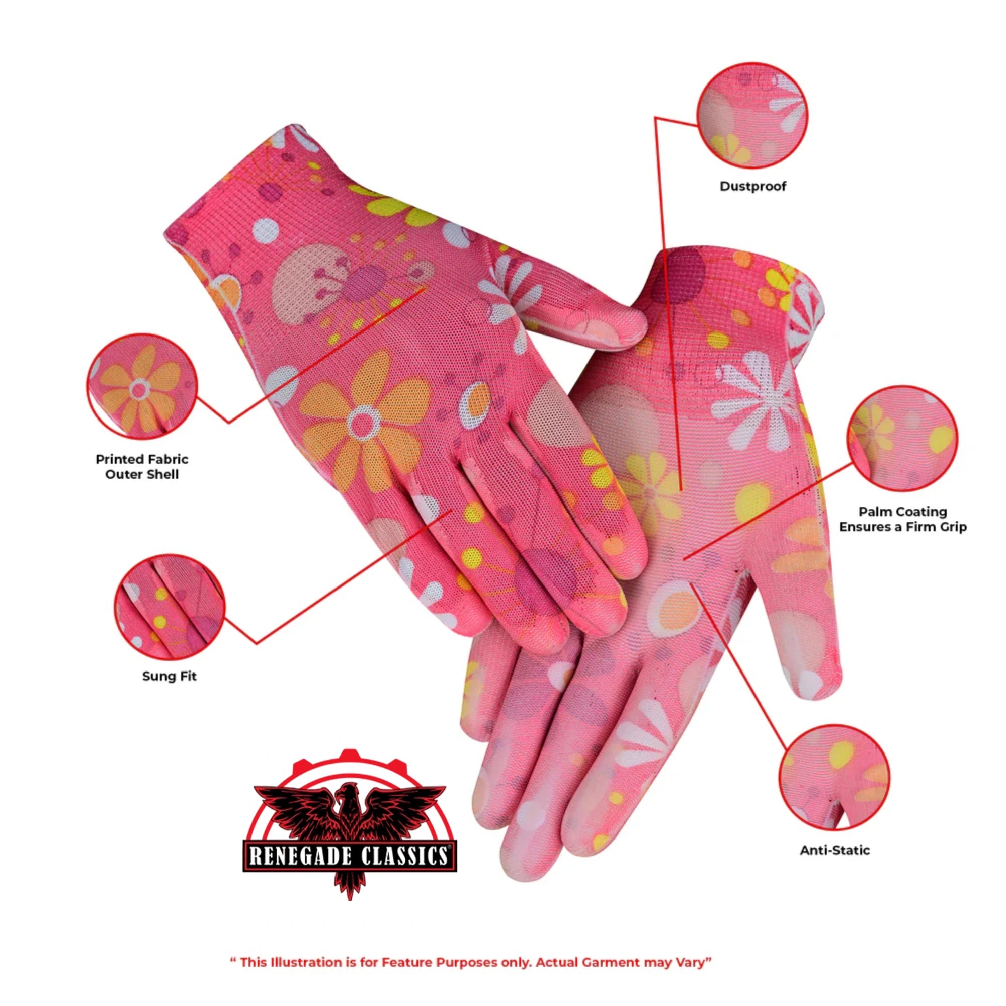Pink Orchid Safety Work Gloves