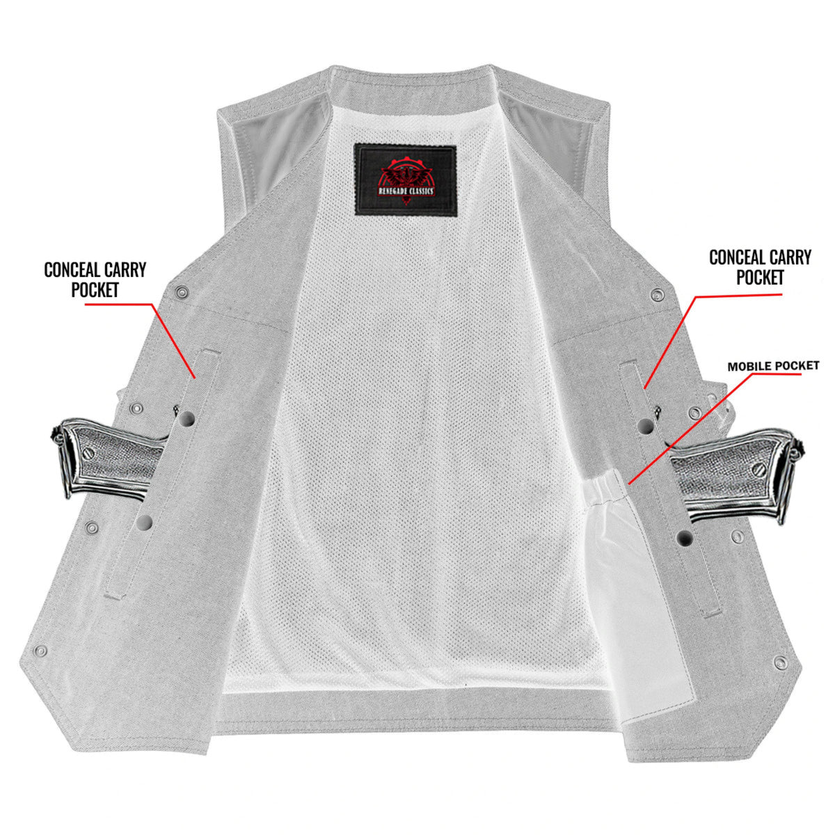 Caldrex Mens Motorcycle Denim Vest