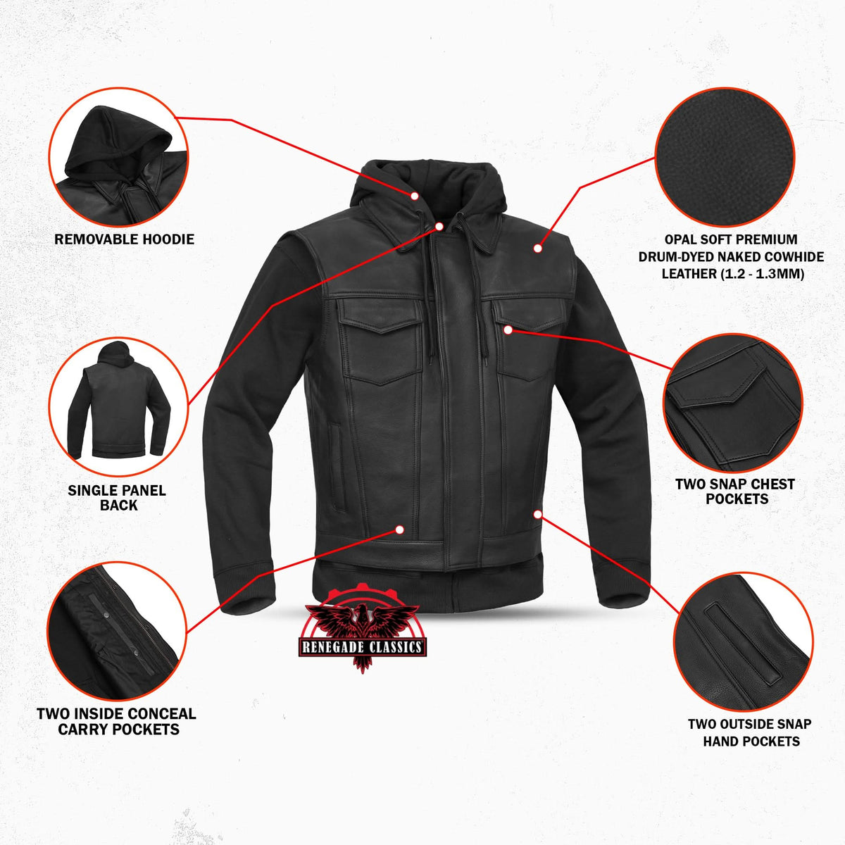 Lucent Noir Mens Leather Motorcycle Vest