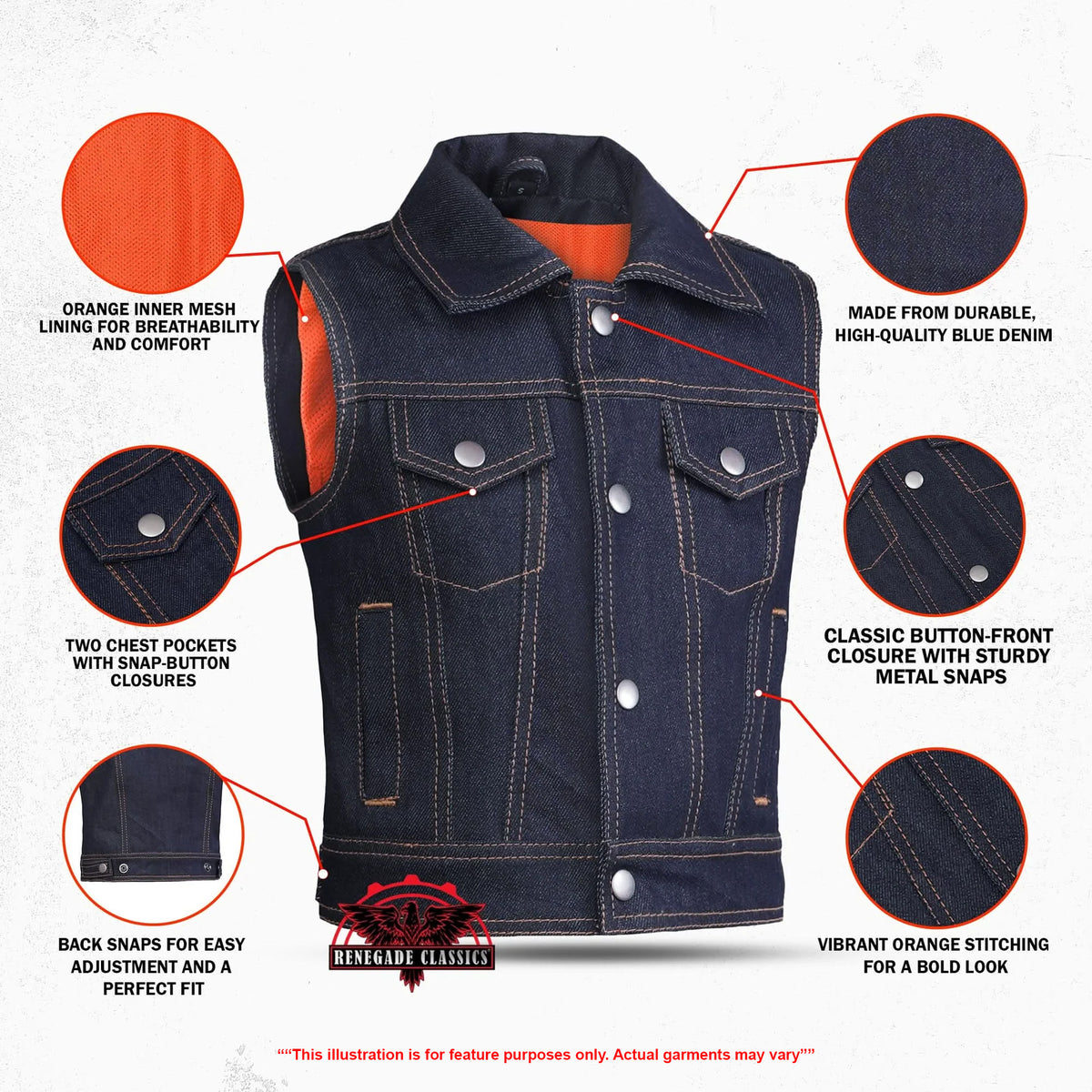 Azure Indigo Kids Denim Vest - Features