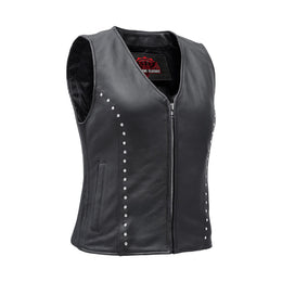 Biker Babe™ Women's Studded Leather Motorcycle Vest