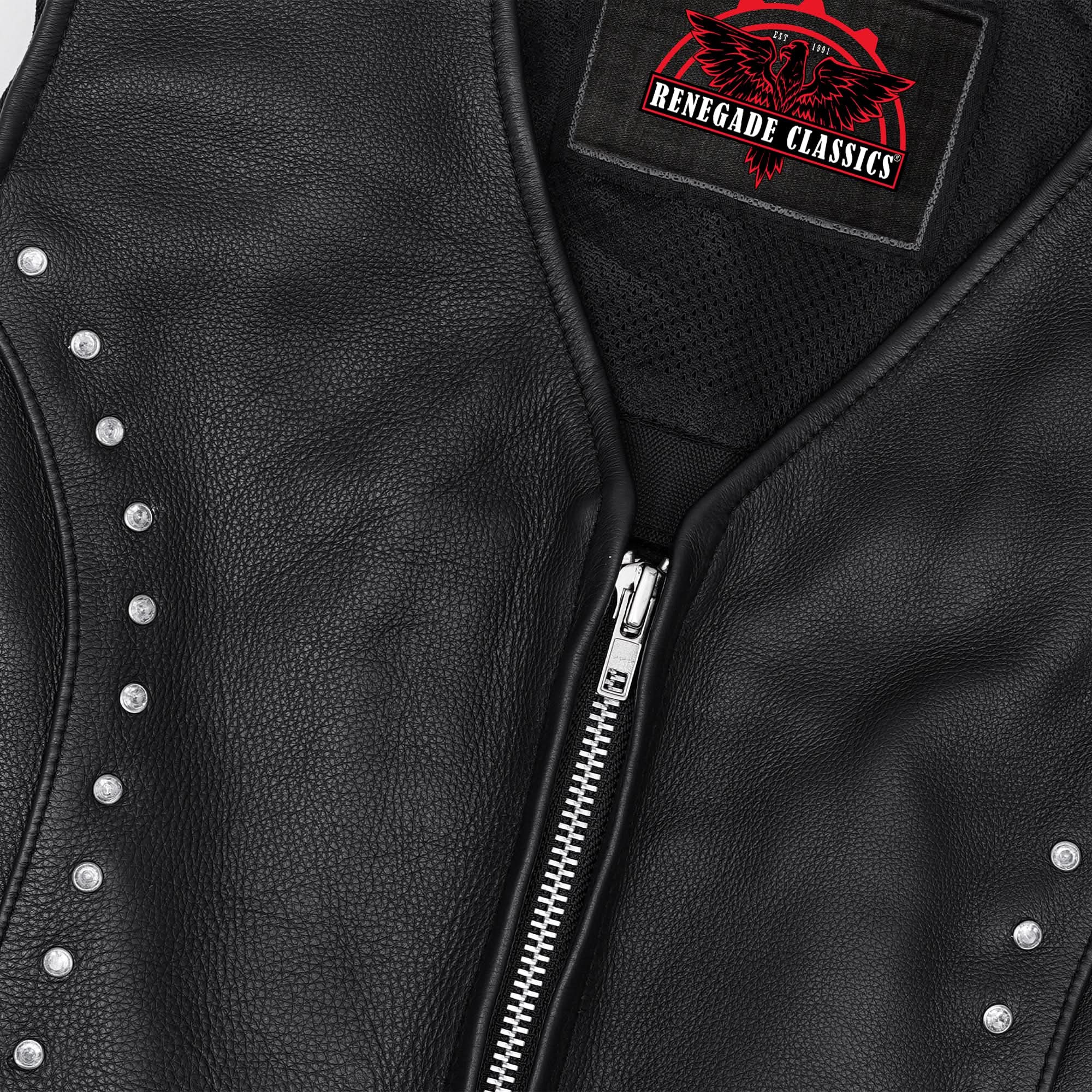 Rhinestone Womens Leather Motorcycle Vest