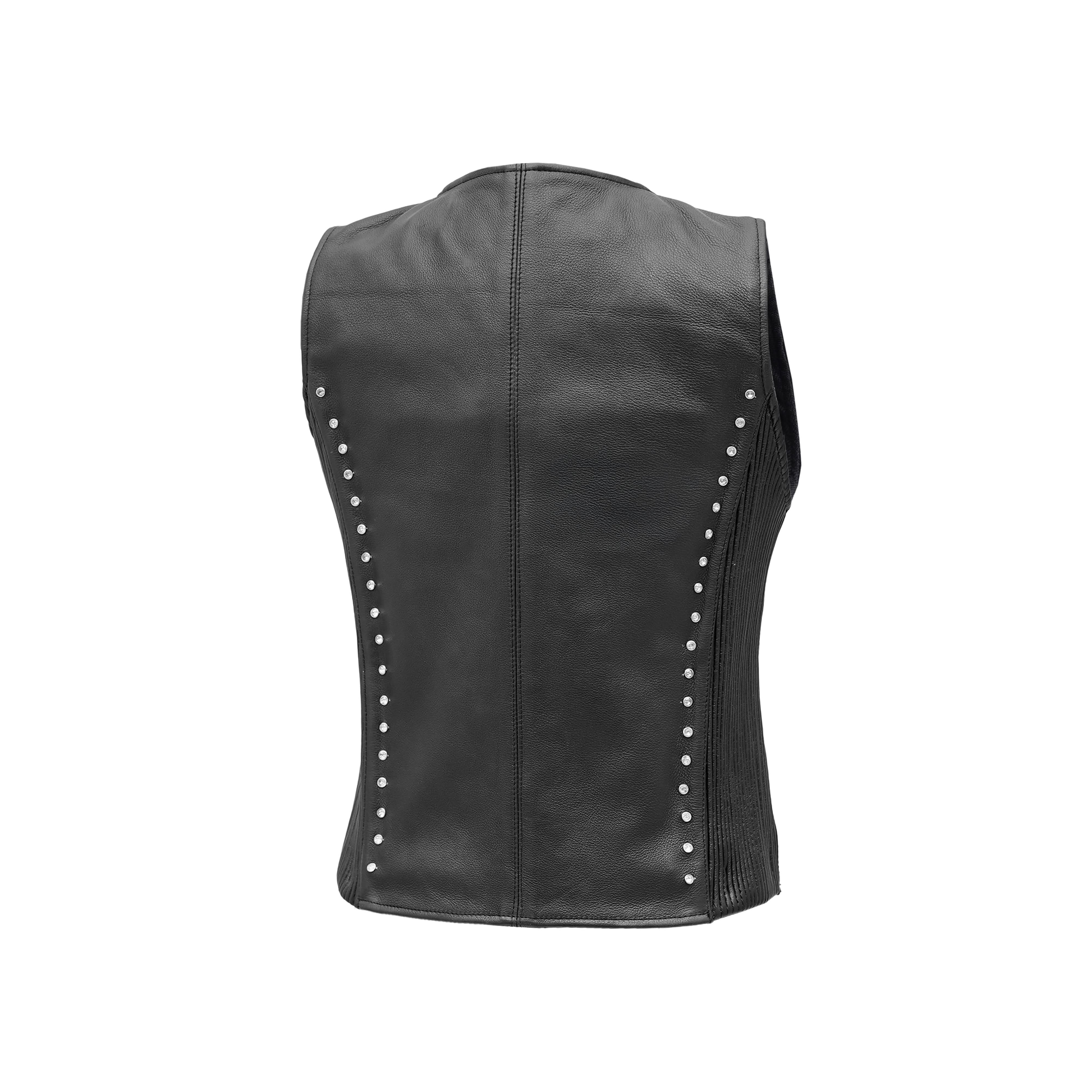 Rhinestone Womens Leather Motorcycle Vest