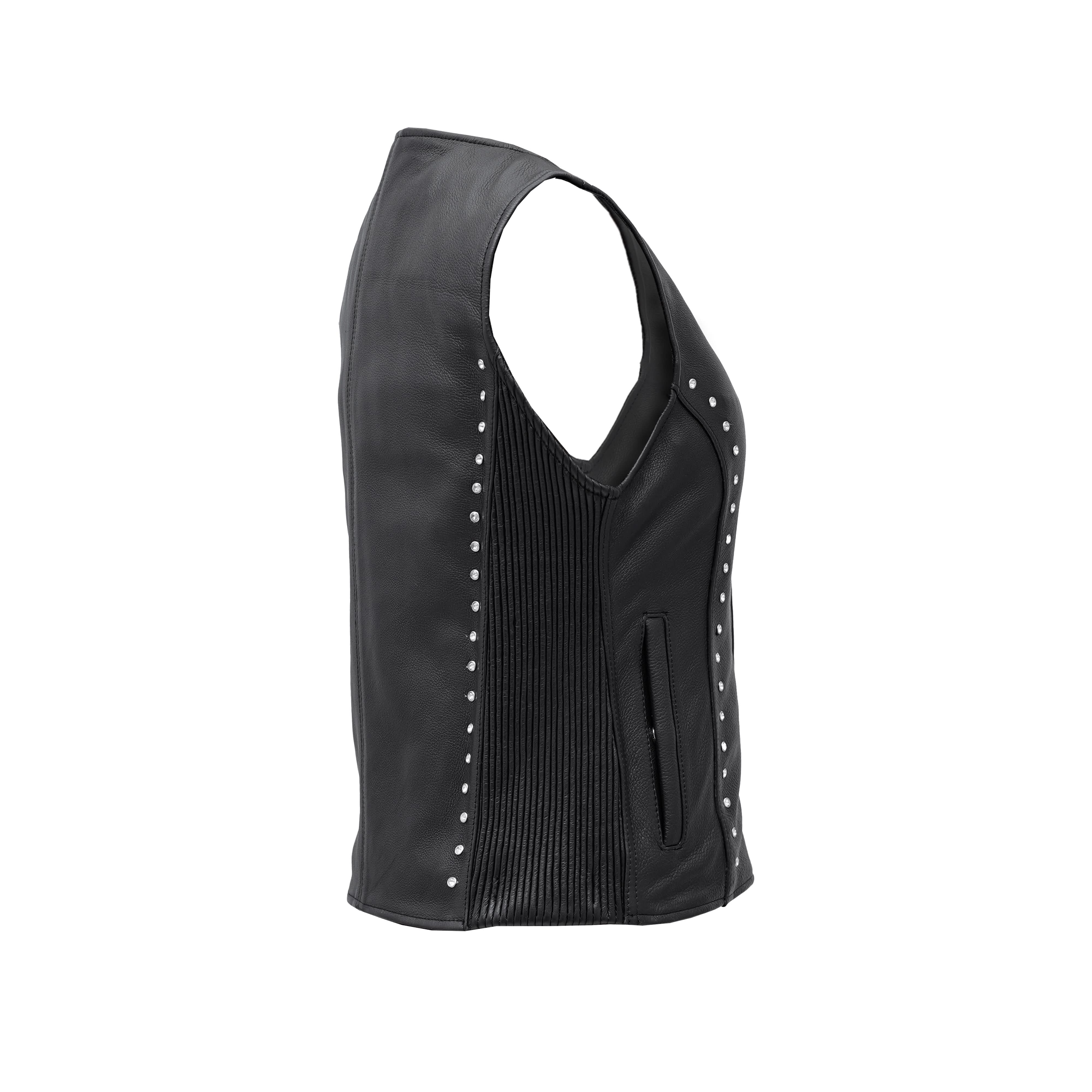 Rhinestone Womens Leather Motorcycle Vest