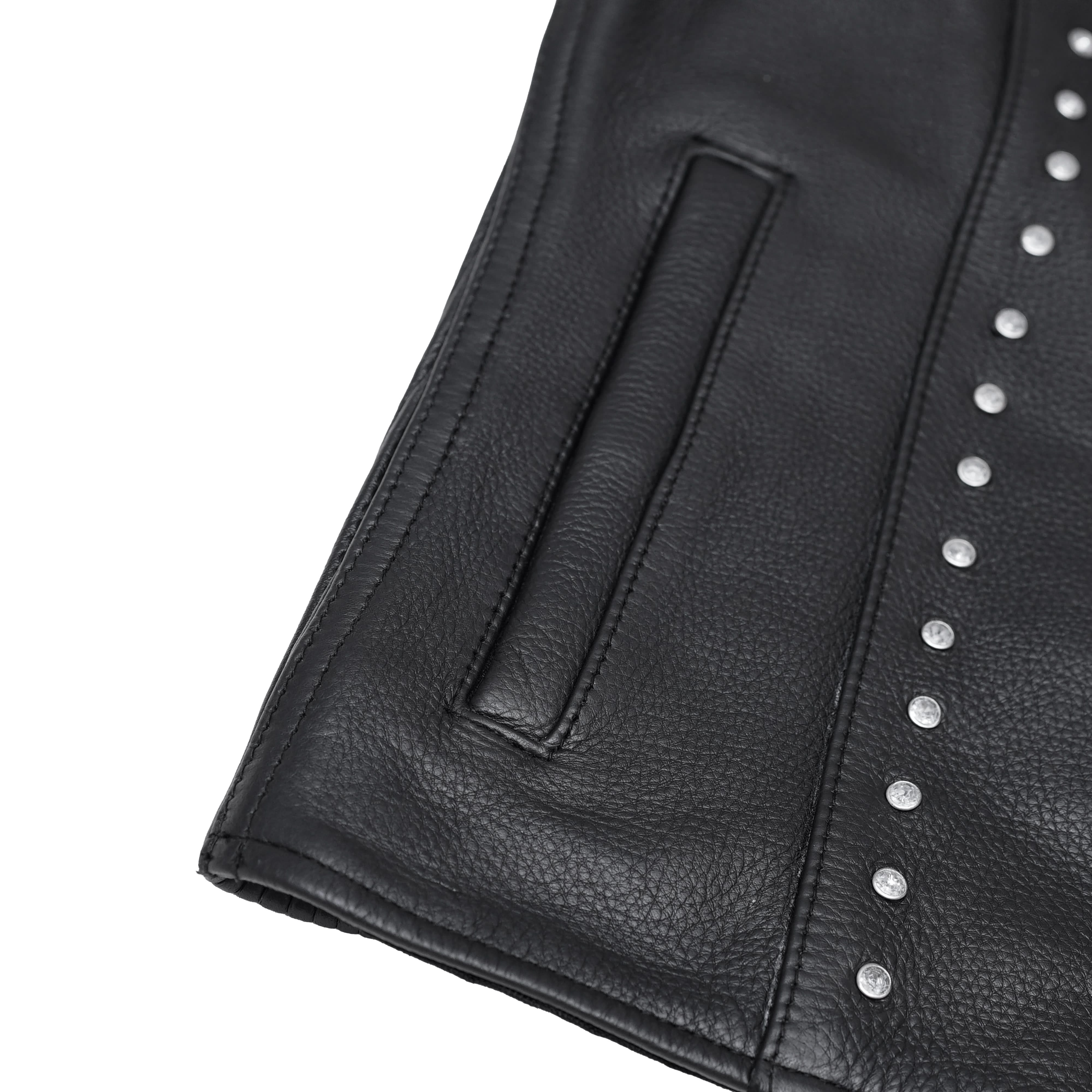 Rhinestone Womens Leather Motorcycle Vest