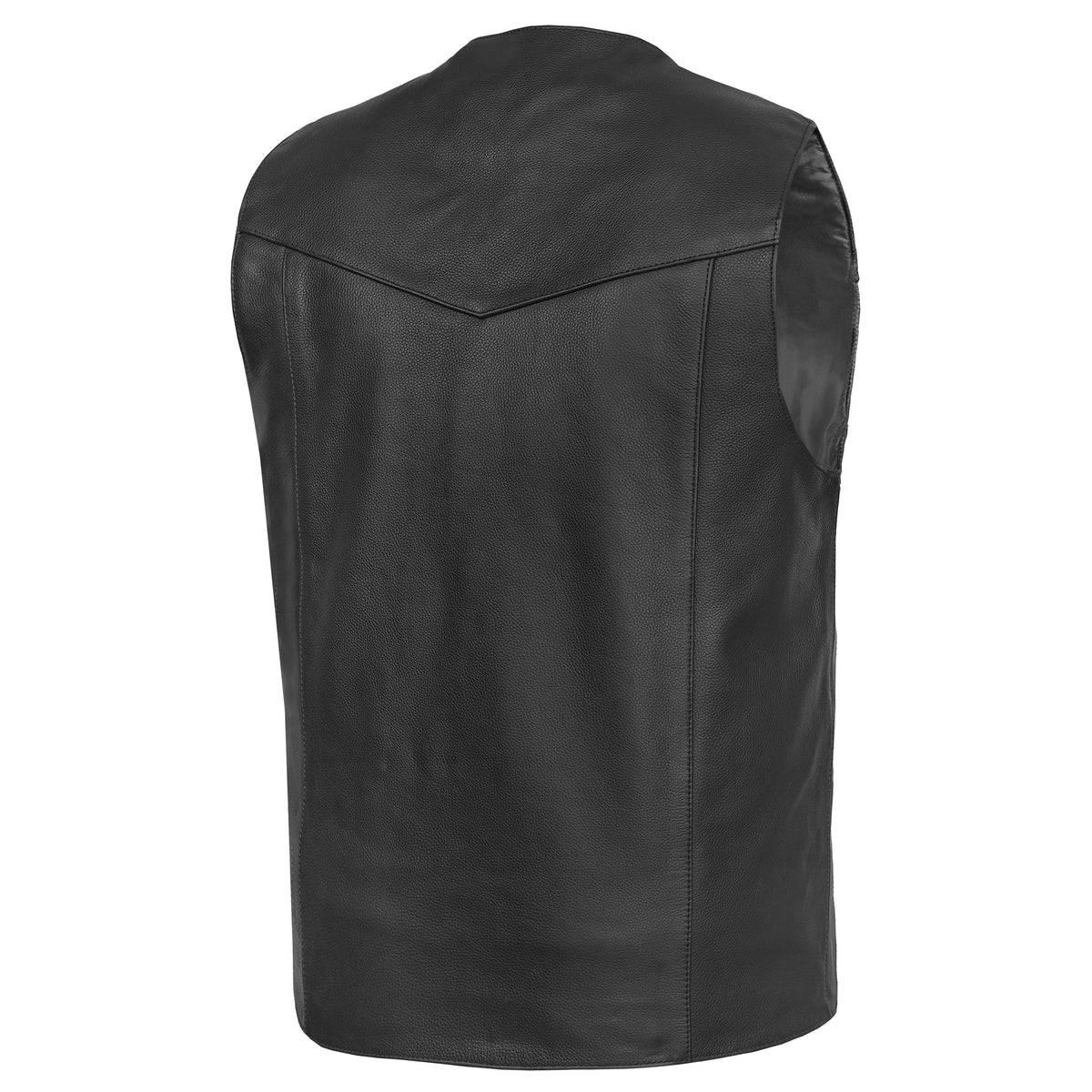 Black Hide Mens Tall Motorcycle Leather Vest