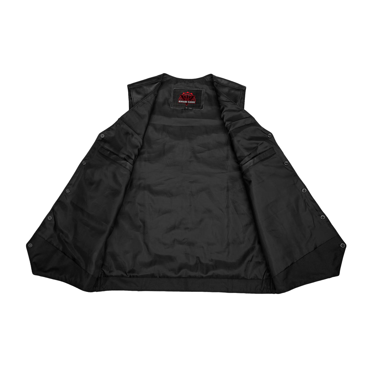 Black Hide Mens Tall Motorcycle Leather Vest