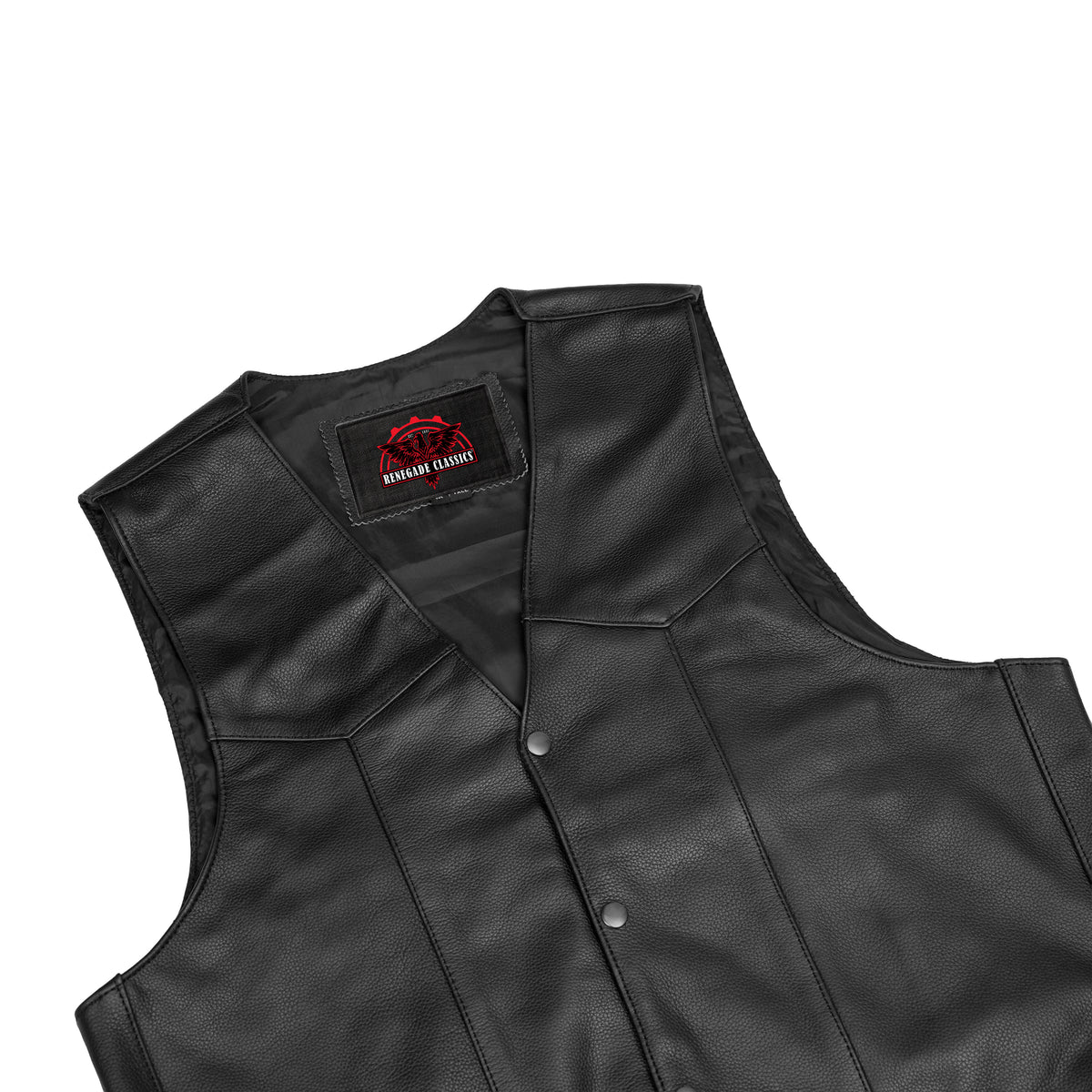 Black Hide Mens Tall Motorcycle Leather Vest