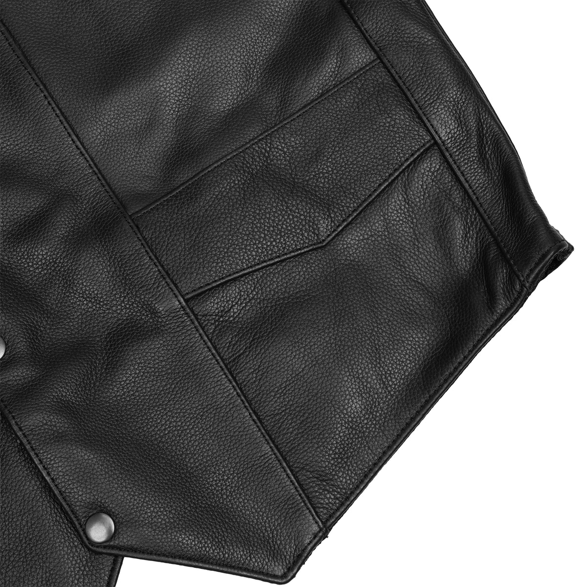 Black Hide Mens Tall Motorcycle Leather Vest