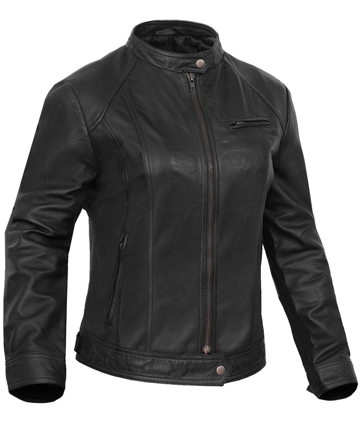 Black Mirage™ Women's Leather Motorcycle Jacket