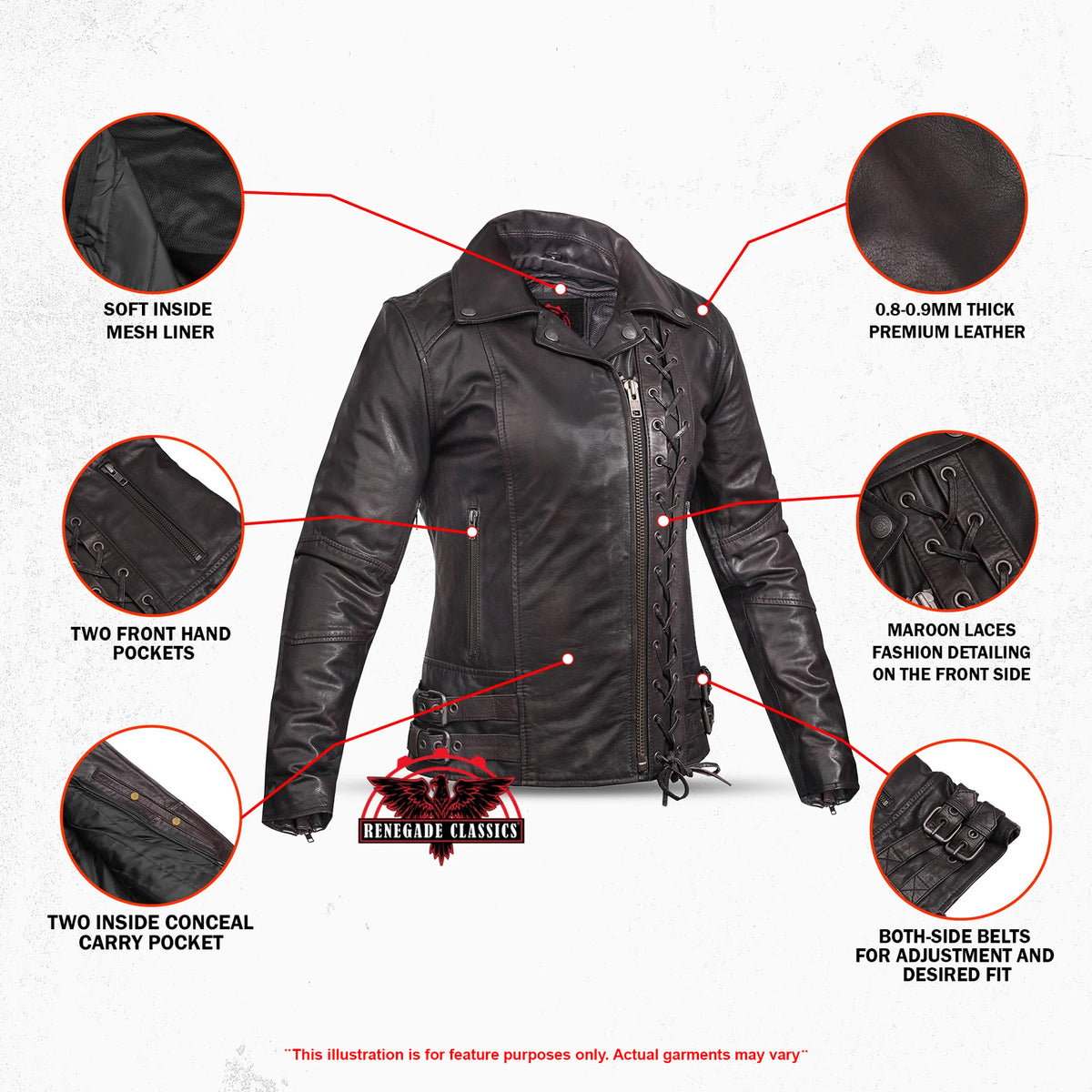 Matilda™ Women's Leather Motorcycle Jacket - Features