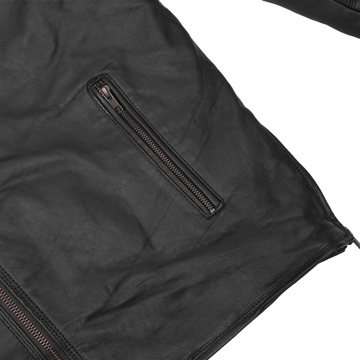 Black Speed™ Men's Leather Motorcycle Jacket