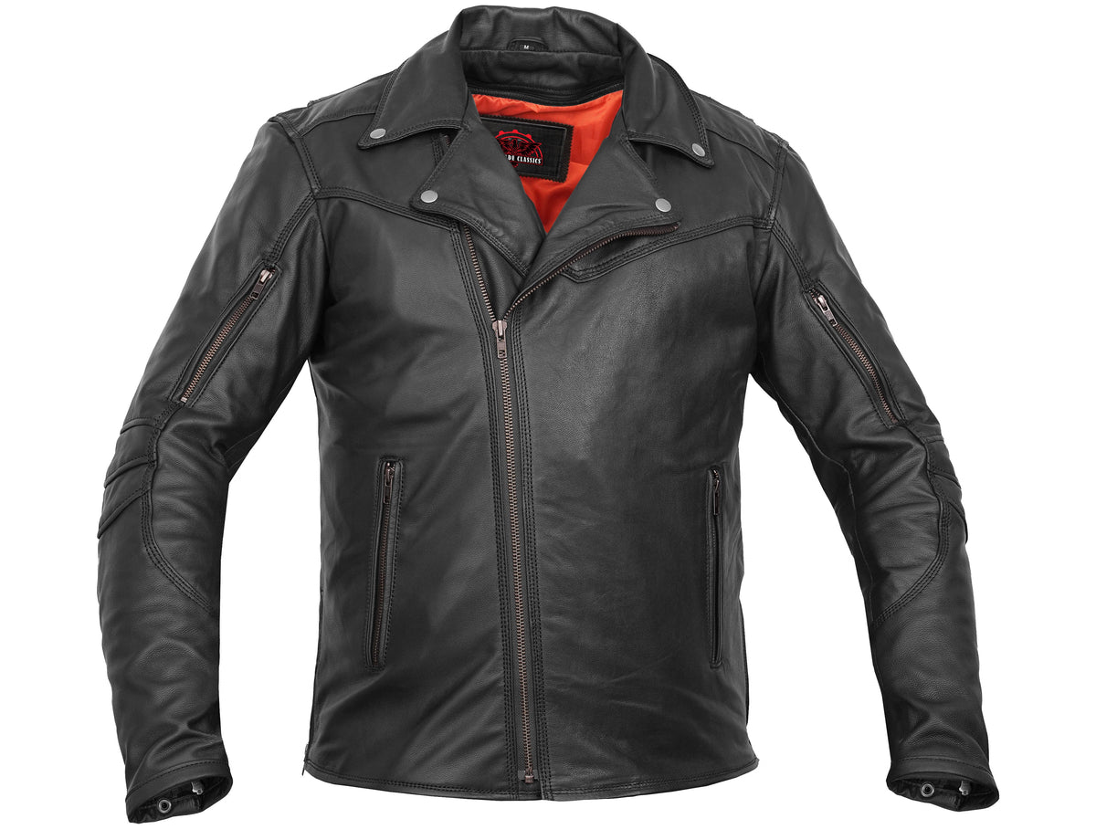 Black Speed™ Men's Leather Motorcycle Jacket