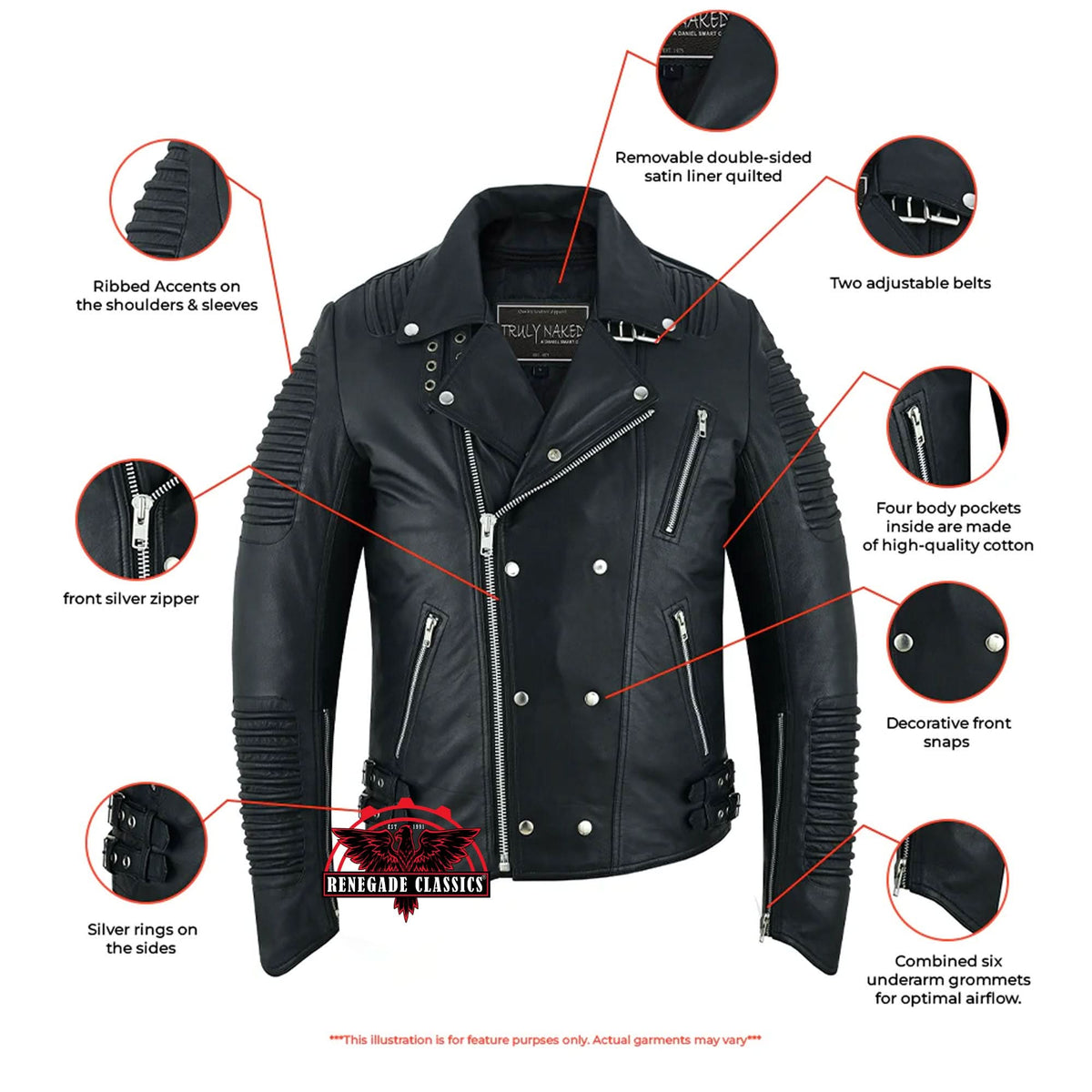 Bonestar™ Men's Leather Motorcycle Jacket
