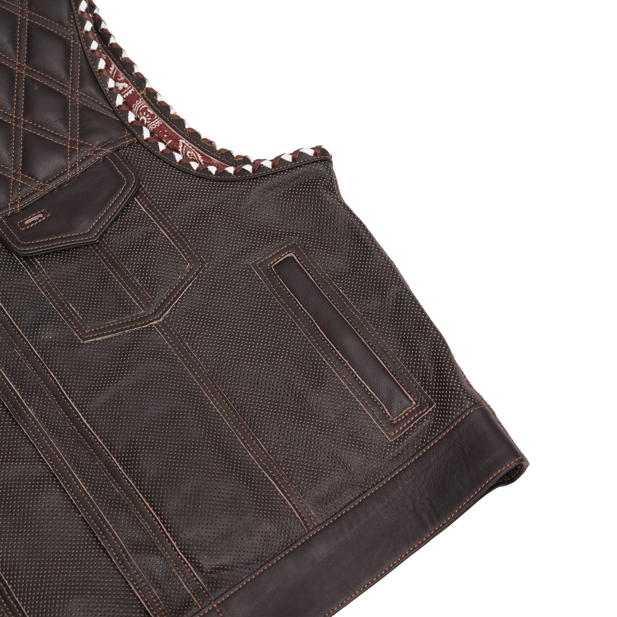 Brex Mens Lowcut Leather Motorcycle Vest