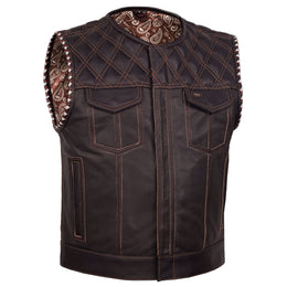 Brex Mens Lowcut Leather Motorcycle Vest