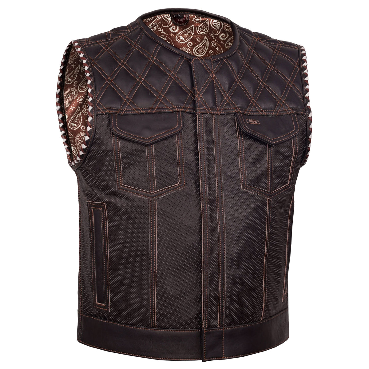 Brex Mens Lowcut Leather Motorcycle Vest