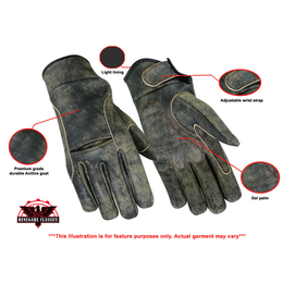 Burnished™ Men's leather motorcycle gloves - Brown