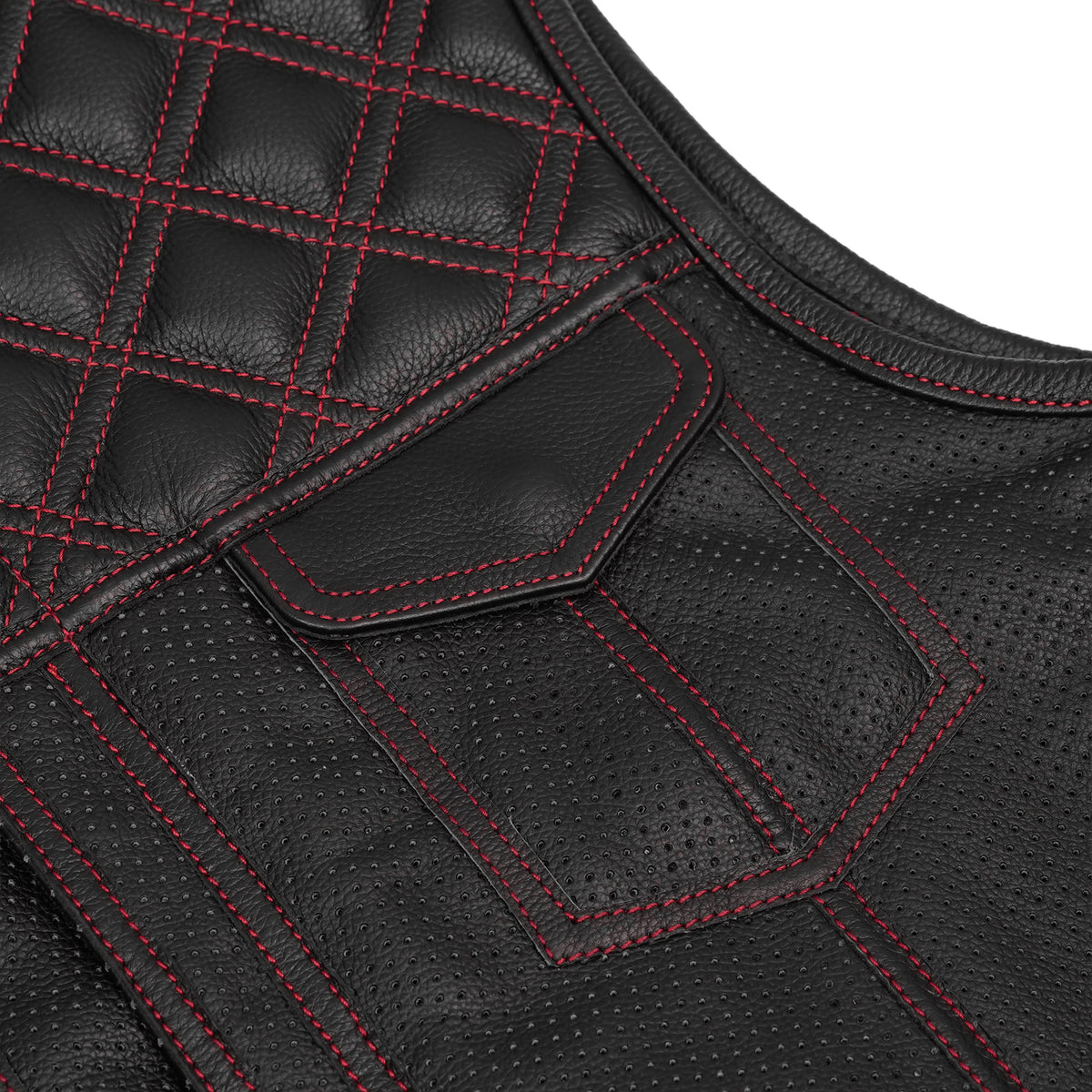 Canyonforge Mens Perforated Low Cut Motorcycle Leather Vest