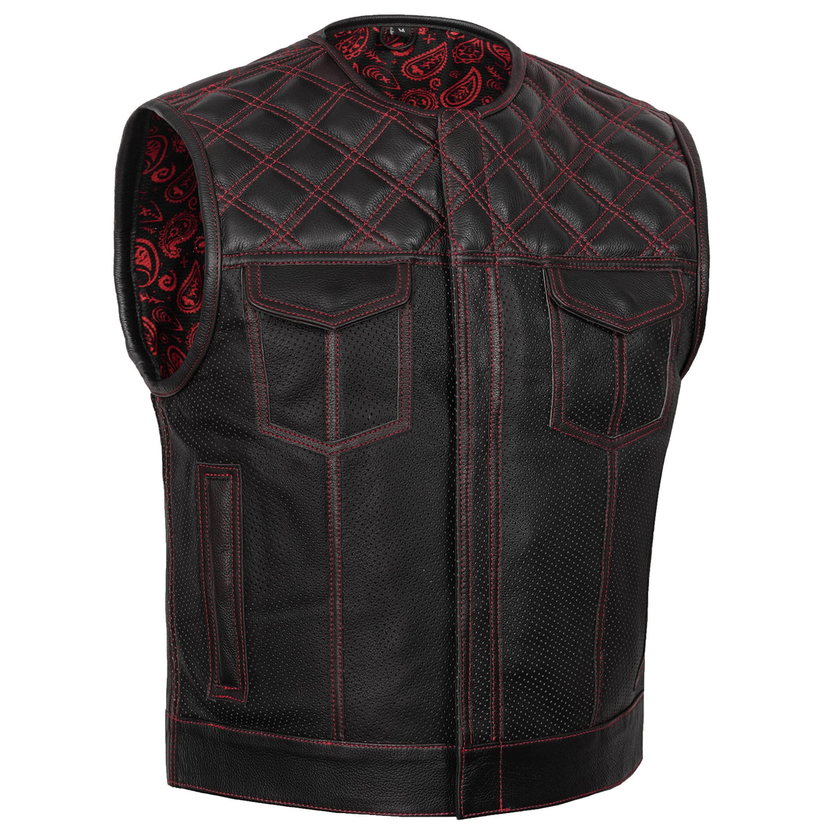 Canyonforge Mens Perforated Low Cut Motorcycle Leather Vest