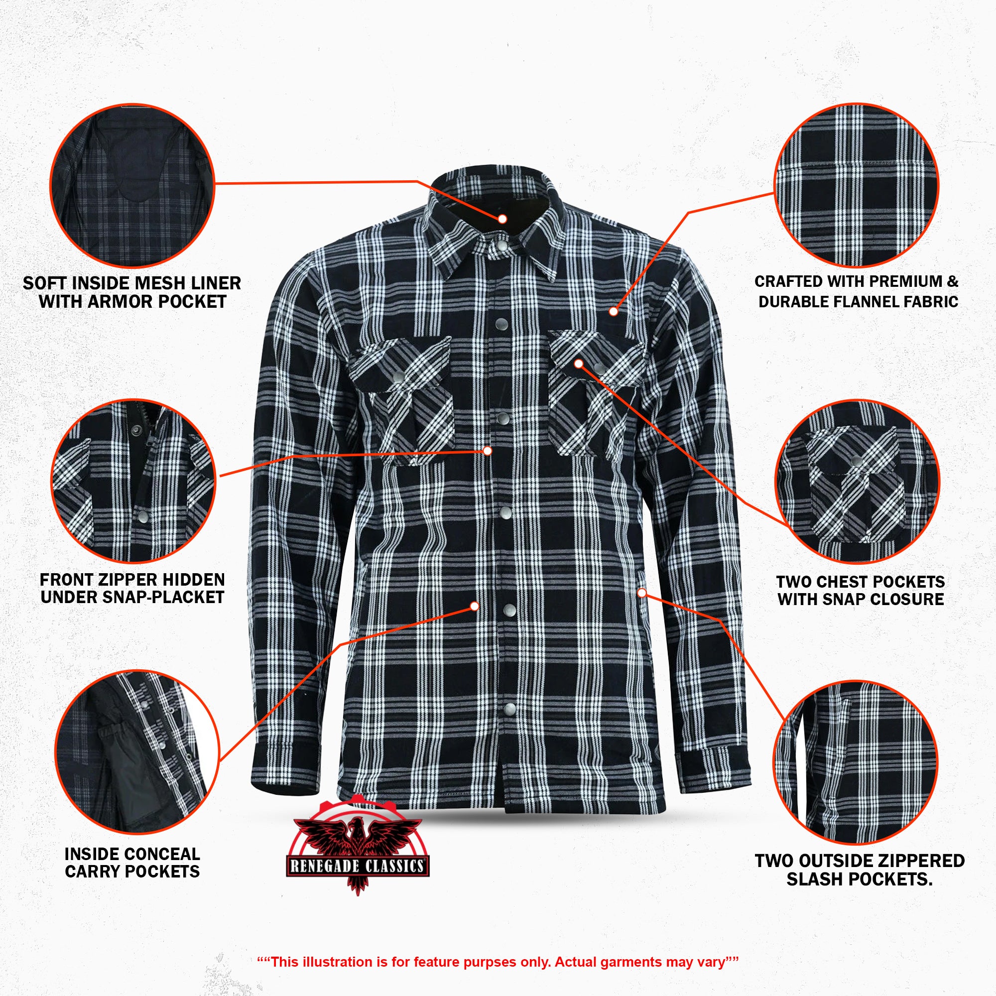 Checkered™ Men's Armored Black and White Flannel Shirt