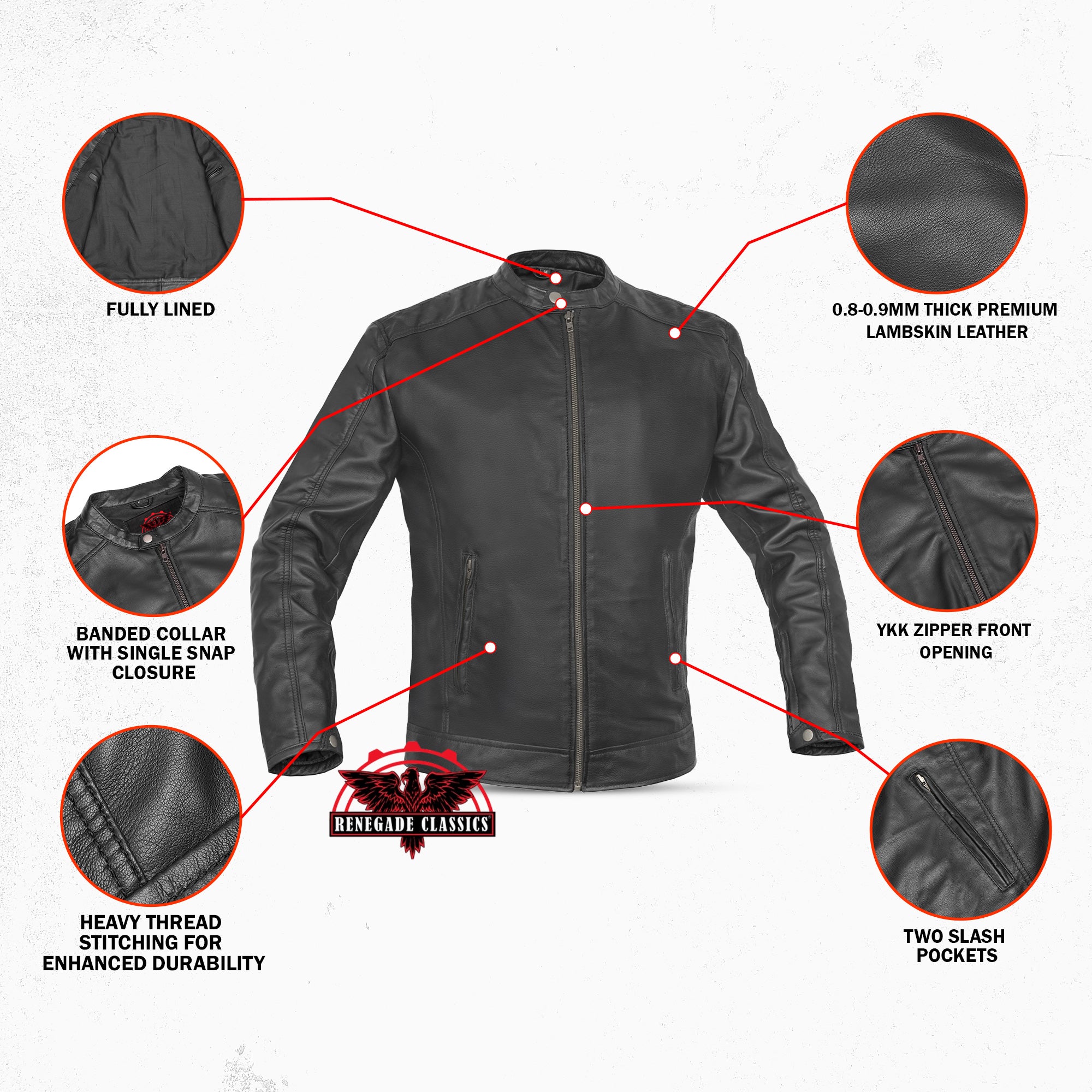 Duke™ Men's Fashion Lambskin Leather Jacket