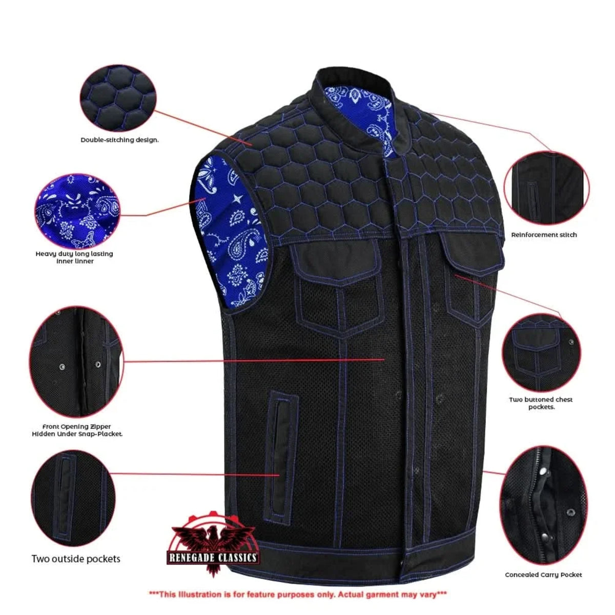 Cold Burn™ Mens Motorcycle Mesh Vest