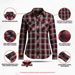 Ashrose™ Women’s Motorcycle Flannel Shirt - Features
