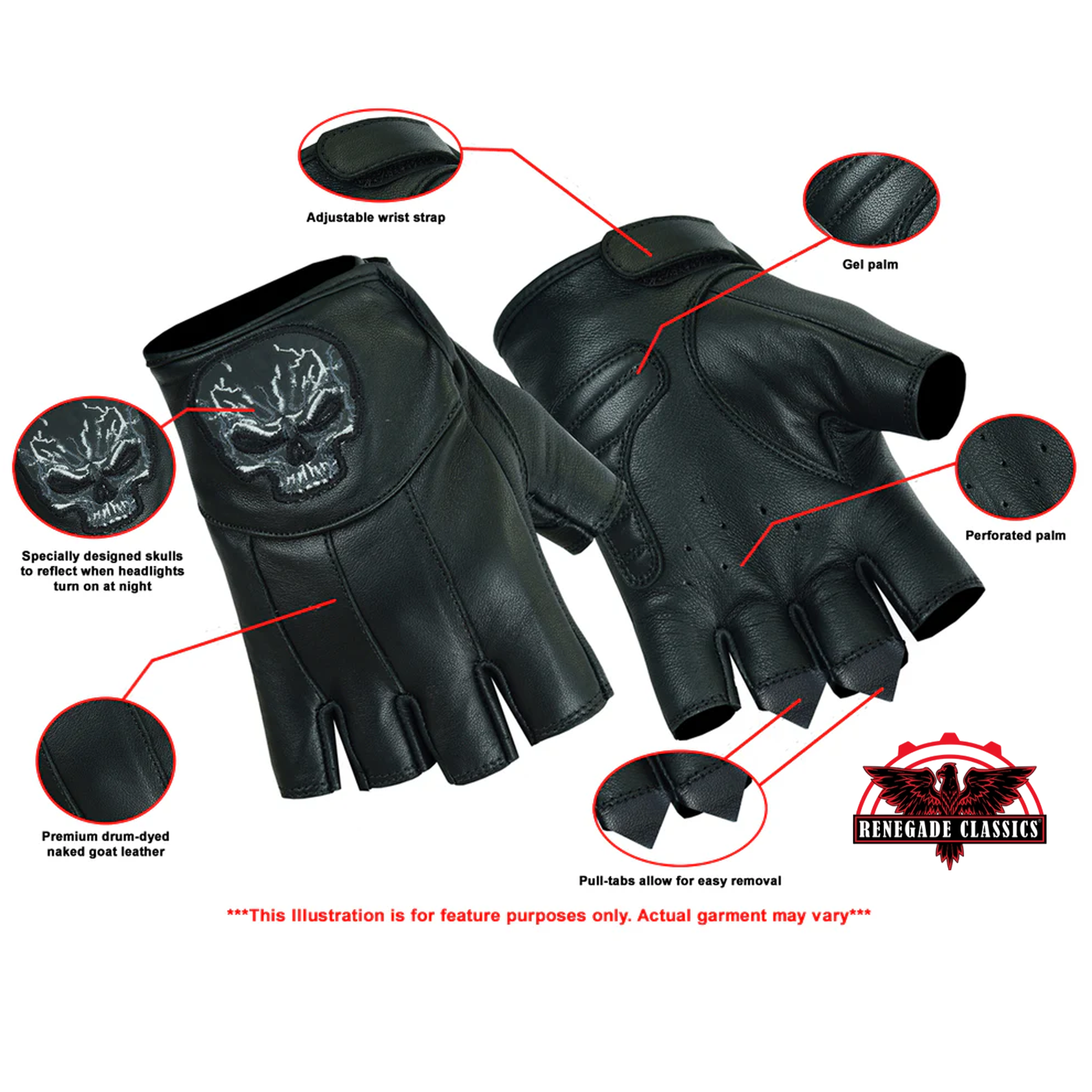 CrossTrek™ Men's  leather Fingerless gloves