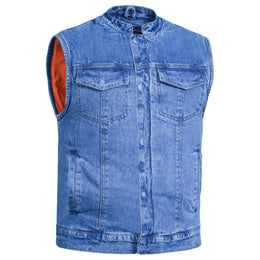 Crux Mens Denim Motorcycle Vest