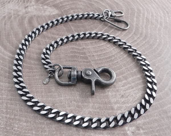 Cuban Leash Distressed Wallet Chain-Steel Stainless
