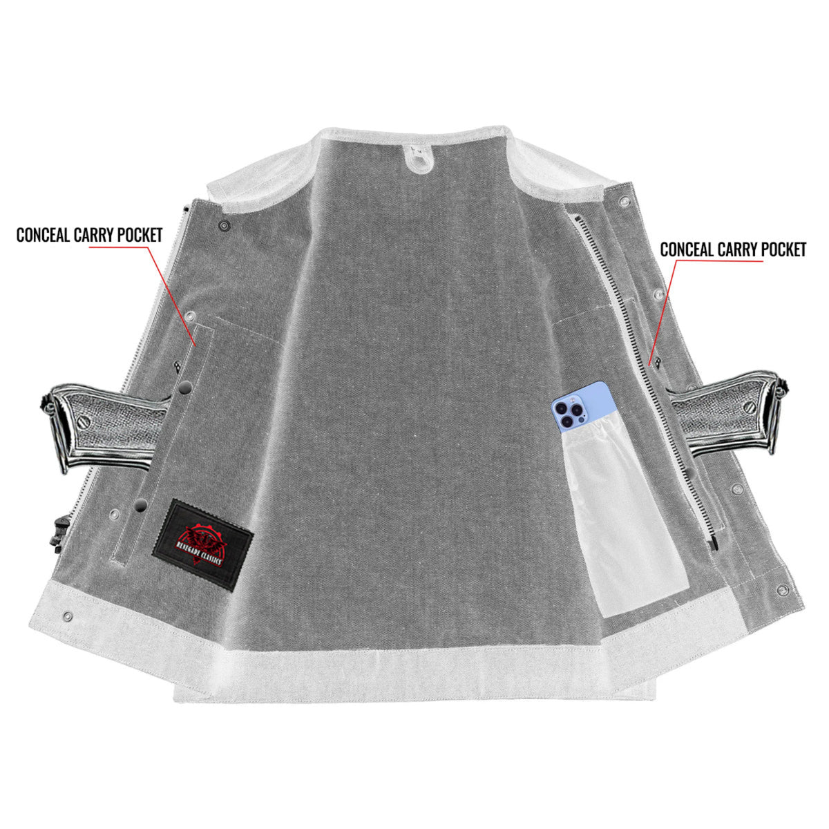 Hardline Mens Denim Motorcycle Vest