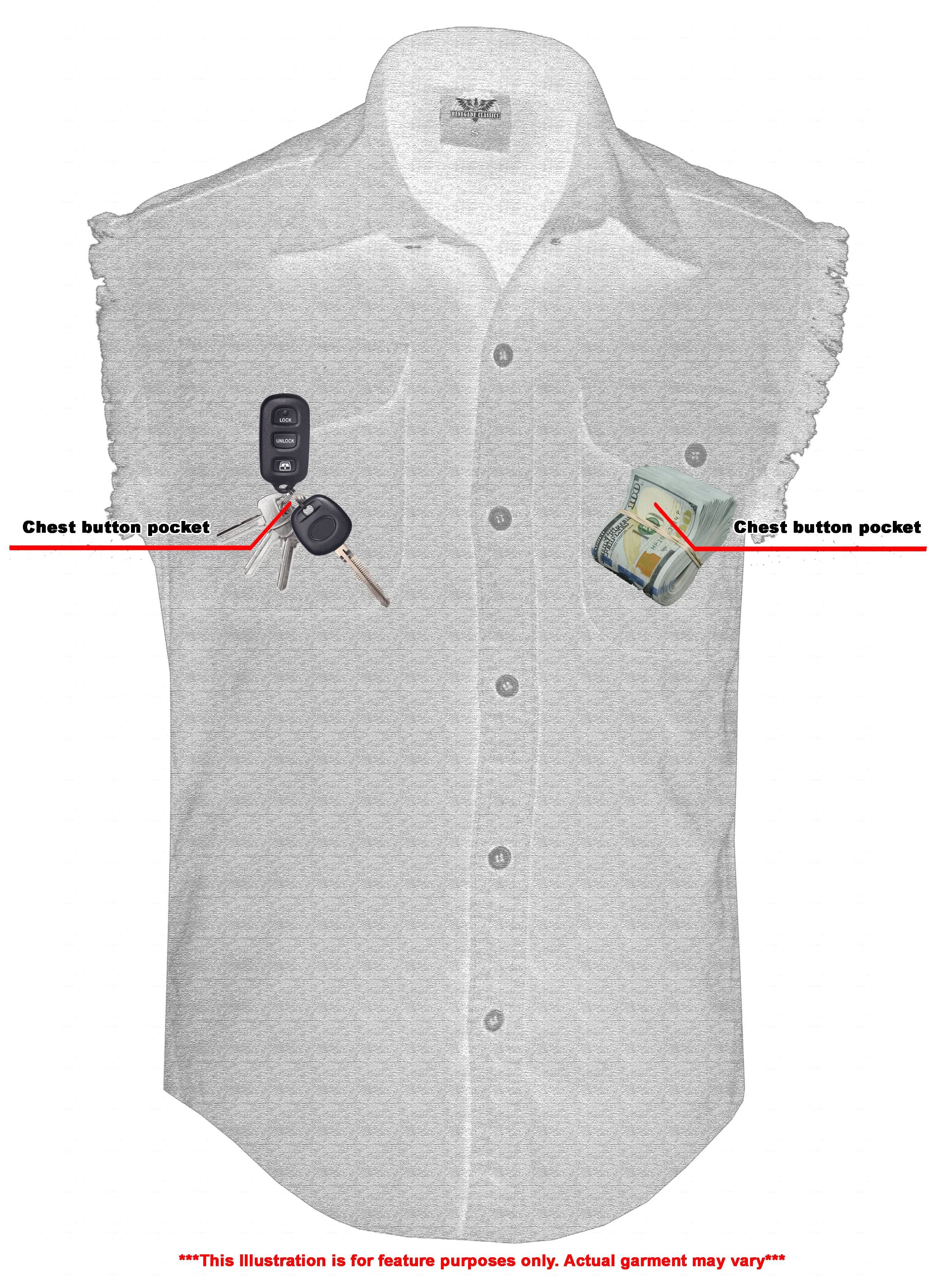 Men's Black Lightweight Sleeveless Mens Denim Shirt
