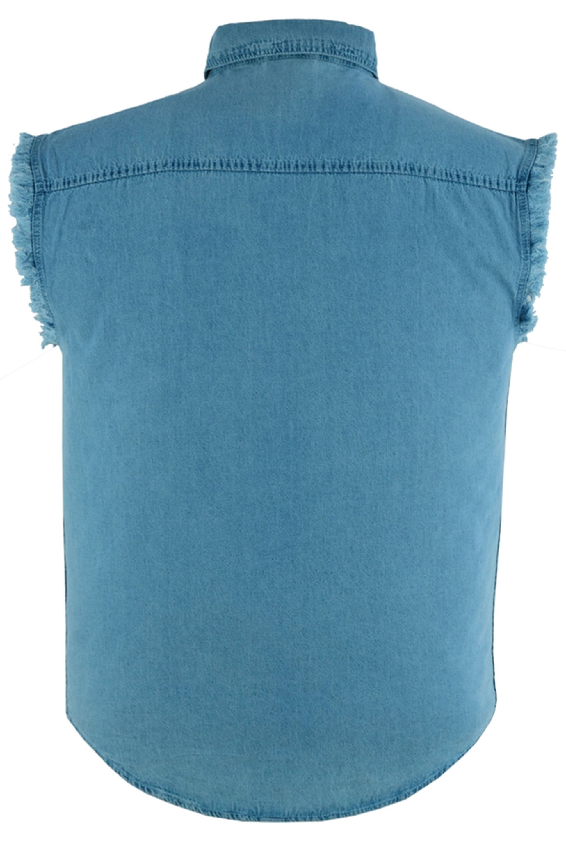 DM Men's Blue Lightweight Sleeveless Mens Denim Shirt Men's Denim Shirt Renegade Classics