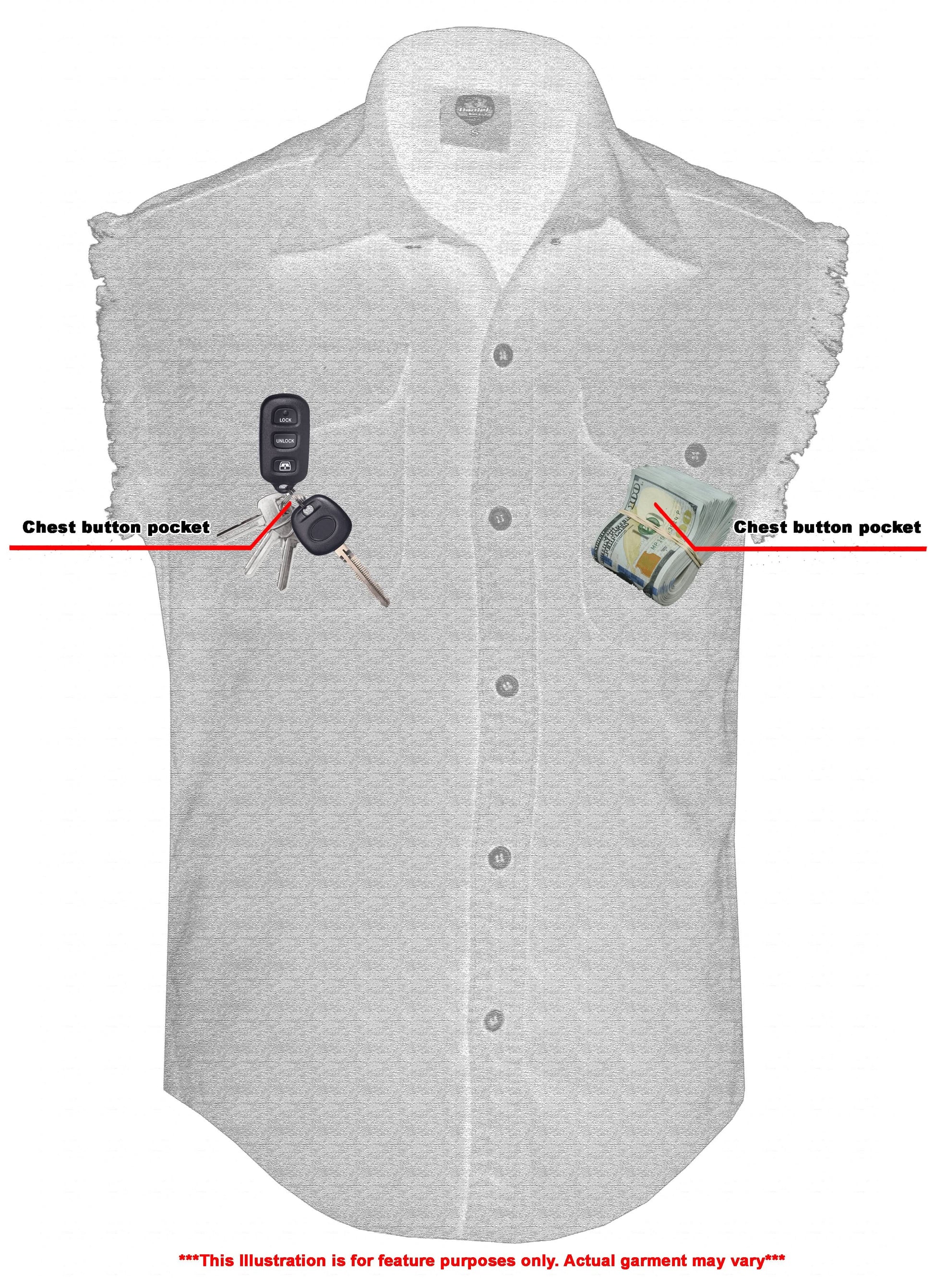 DM Men's Blue Lightweight Sleeveless Mens Denim Shirt Men's Denim Shirt Renegade Classics