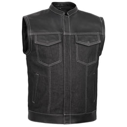 Stormskin™ Men's Leather-Denim Combo Motorcycle Vest