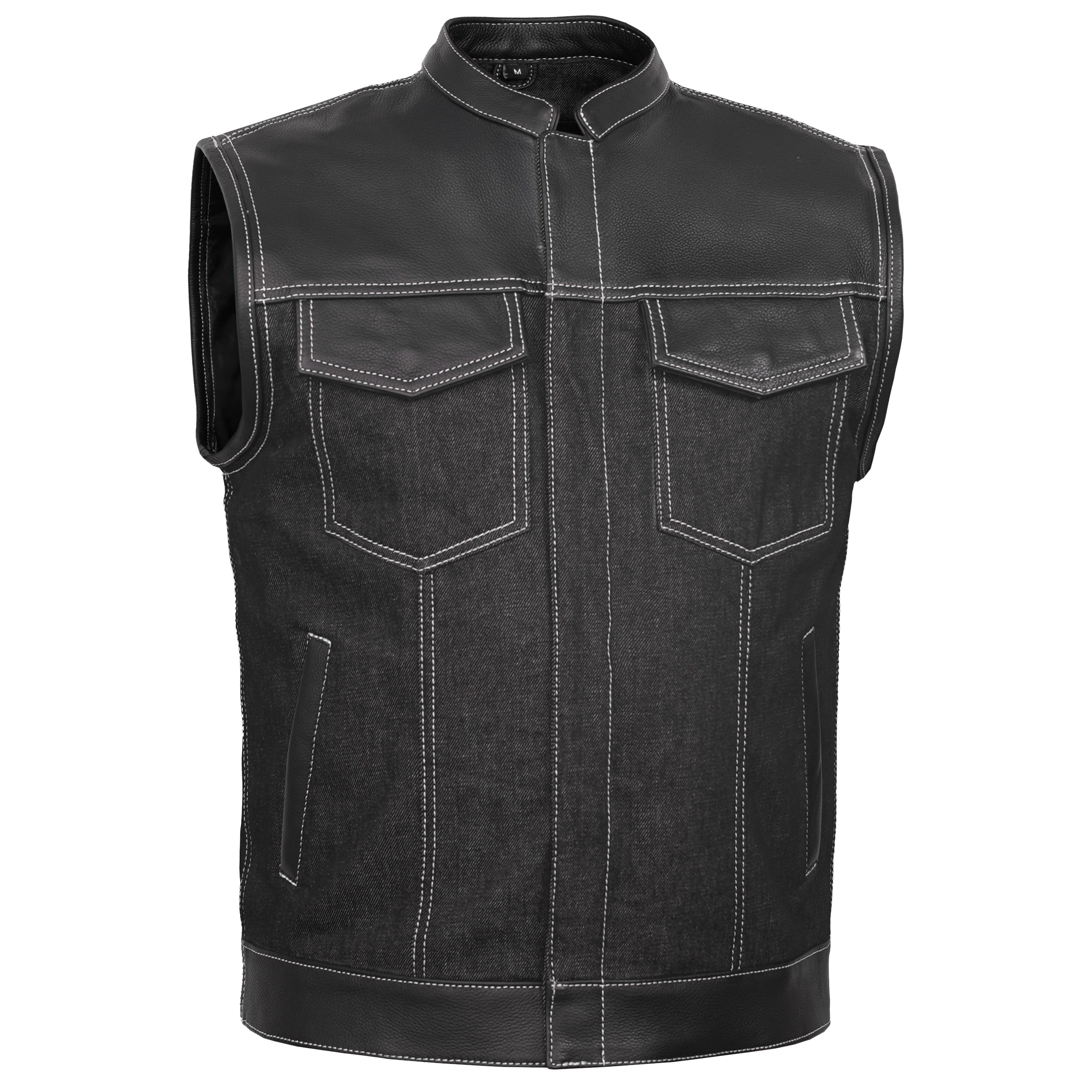 Stormskin™ Men's Leather-Denim Combo Motorcycle Vest