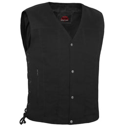 Outrider Men's Classic Black Denim Motorcycle  Vest