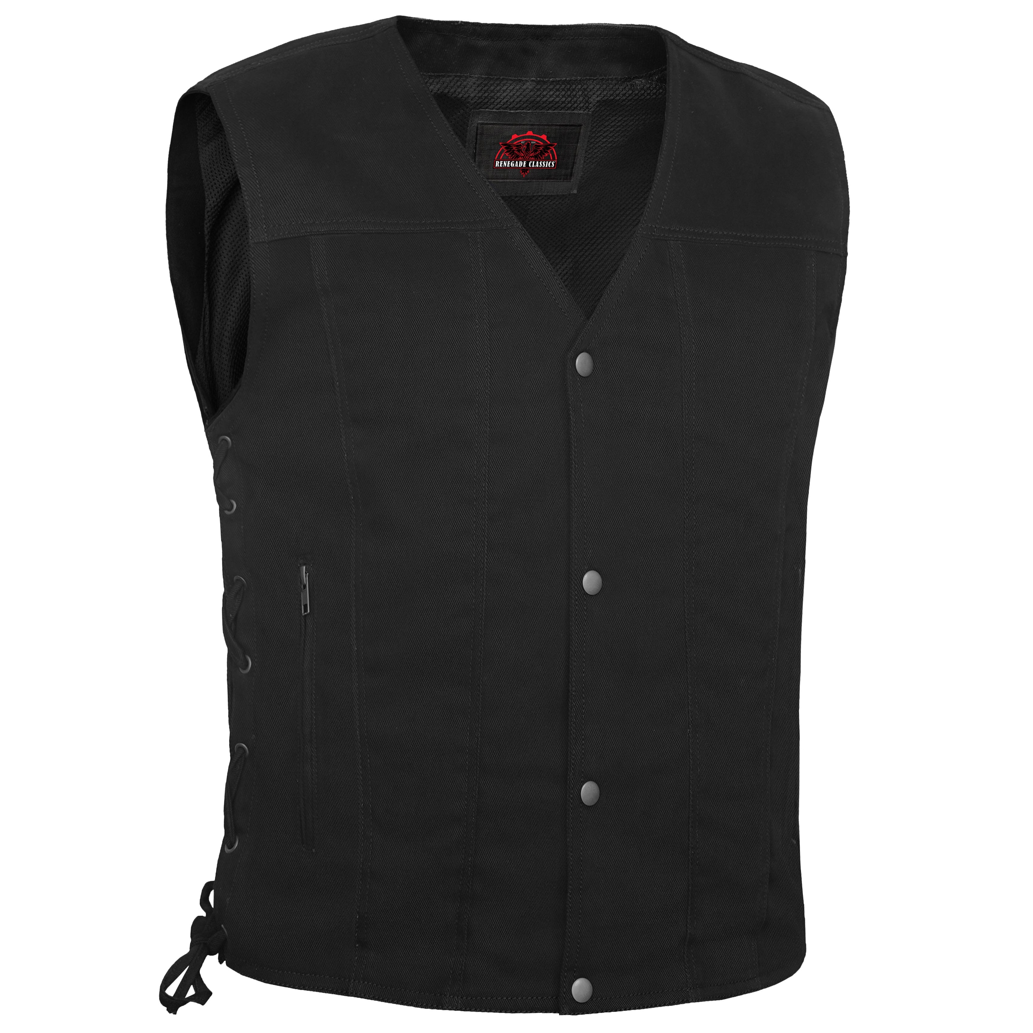 Outrider Men's Classic Black Denim Motorcycle  Vest
