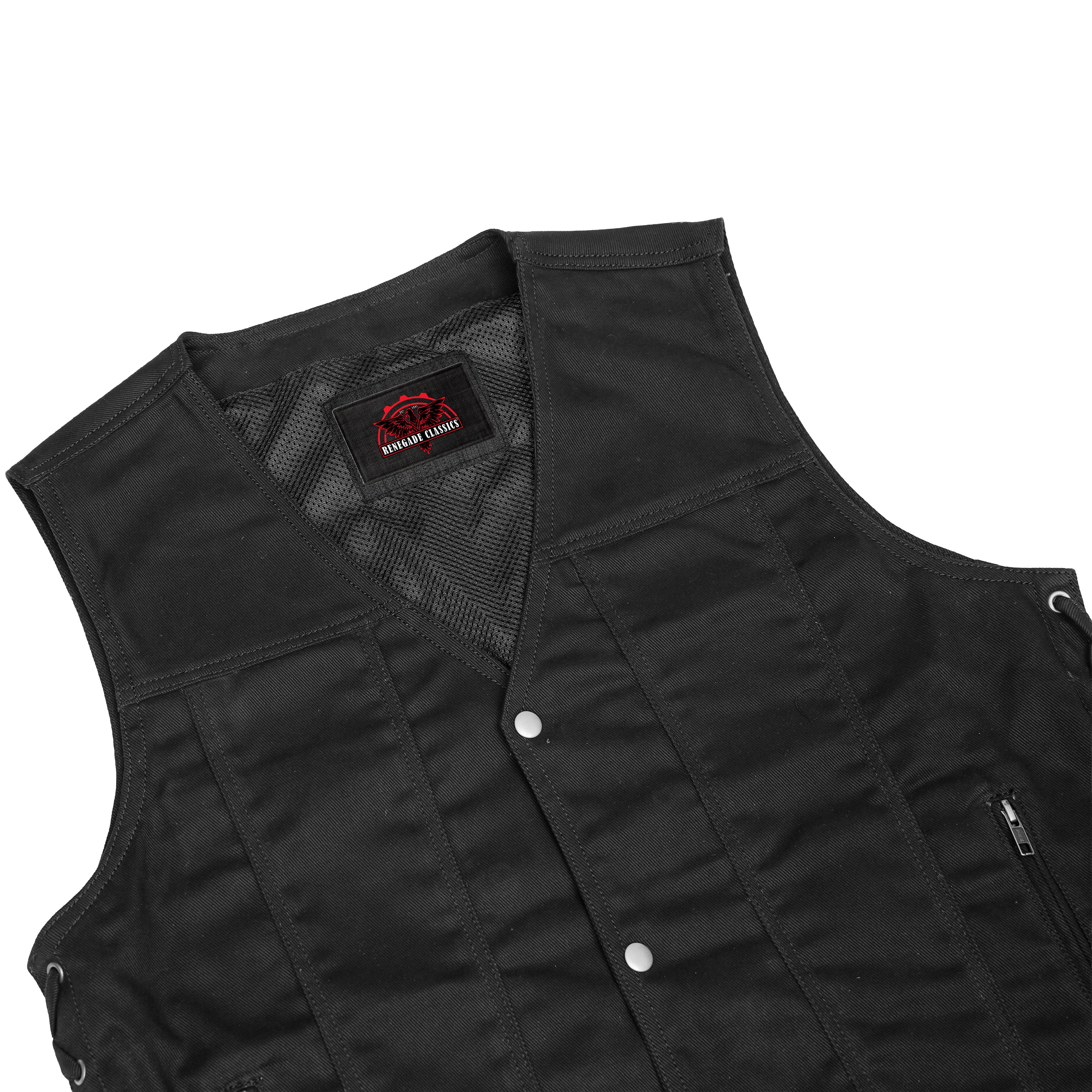 Outrider Men's Classic Black Denim Motorcycle  Vest