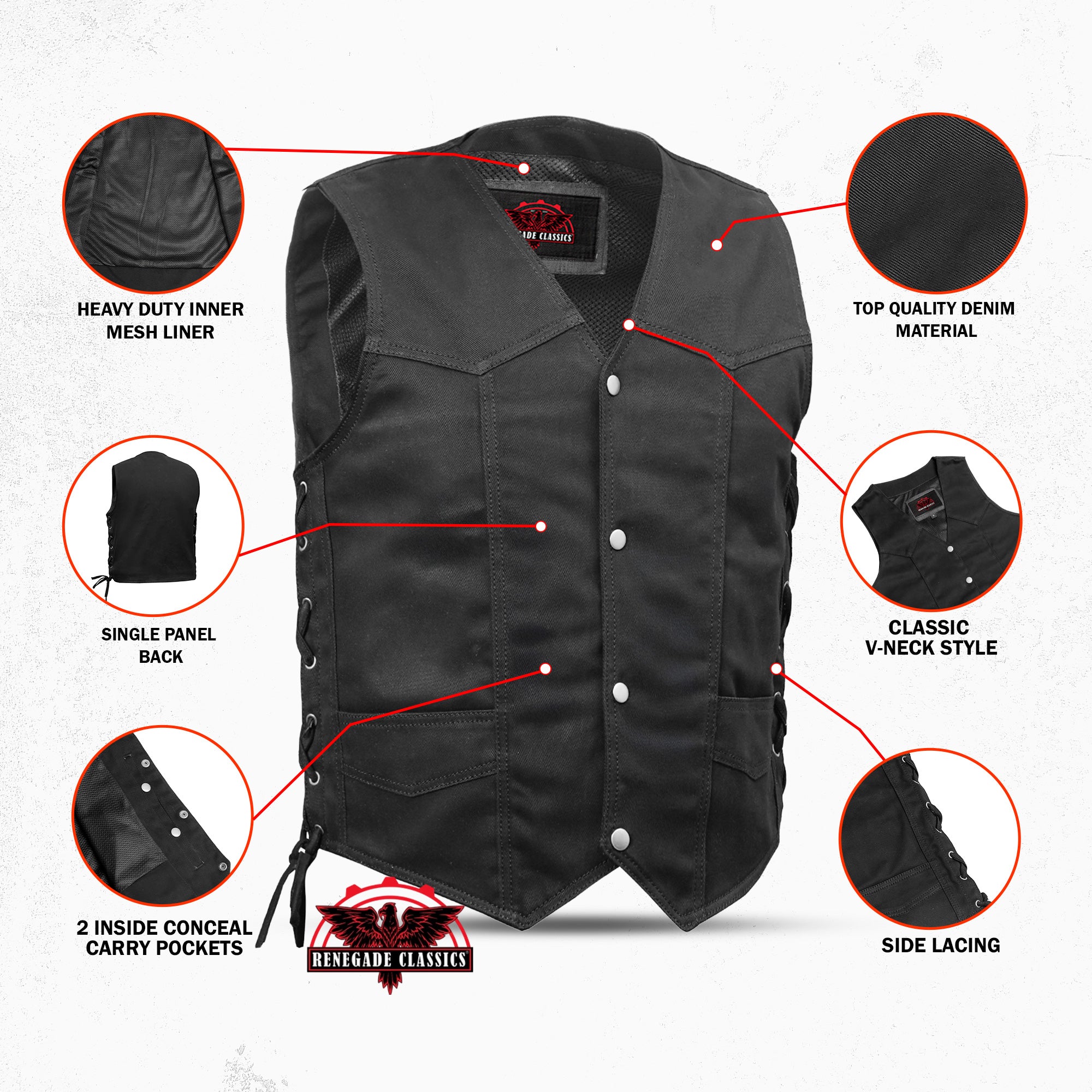 Rustborn™ Mens Denim Motorcycle Vest